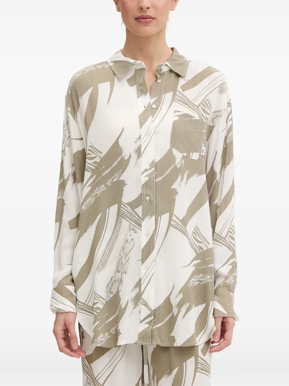 DKNY abstract-print chest-pocket shirt - Weiß