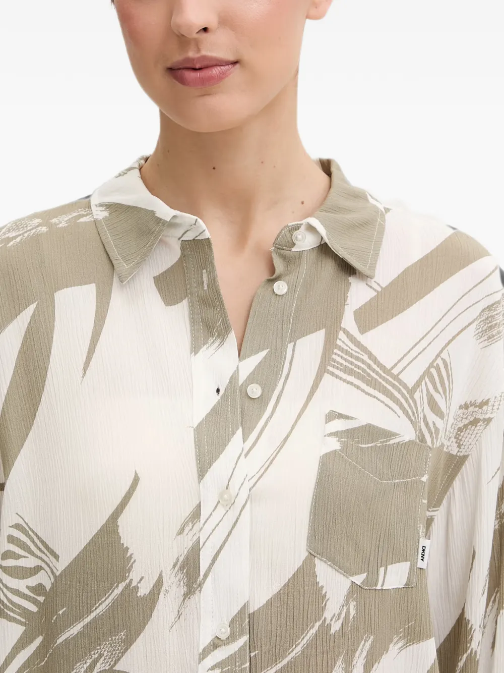 DKNY Blouse met abstracte print en borstzak Wit