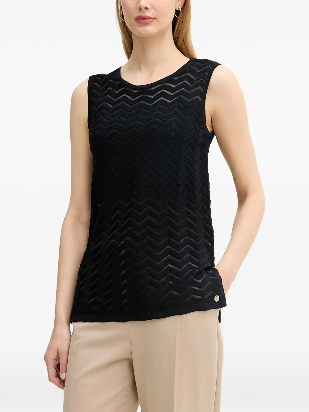 Joseph Ribkoff chevron-knit sleeveless top - Nero