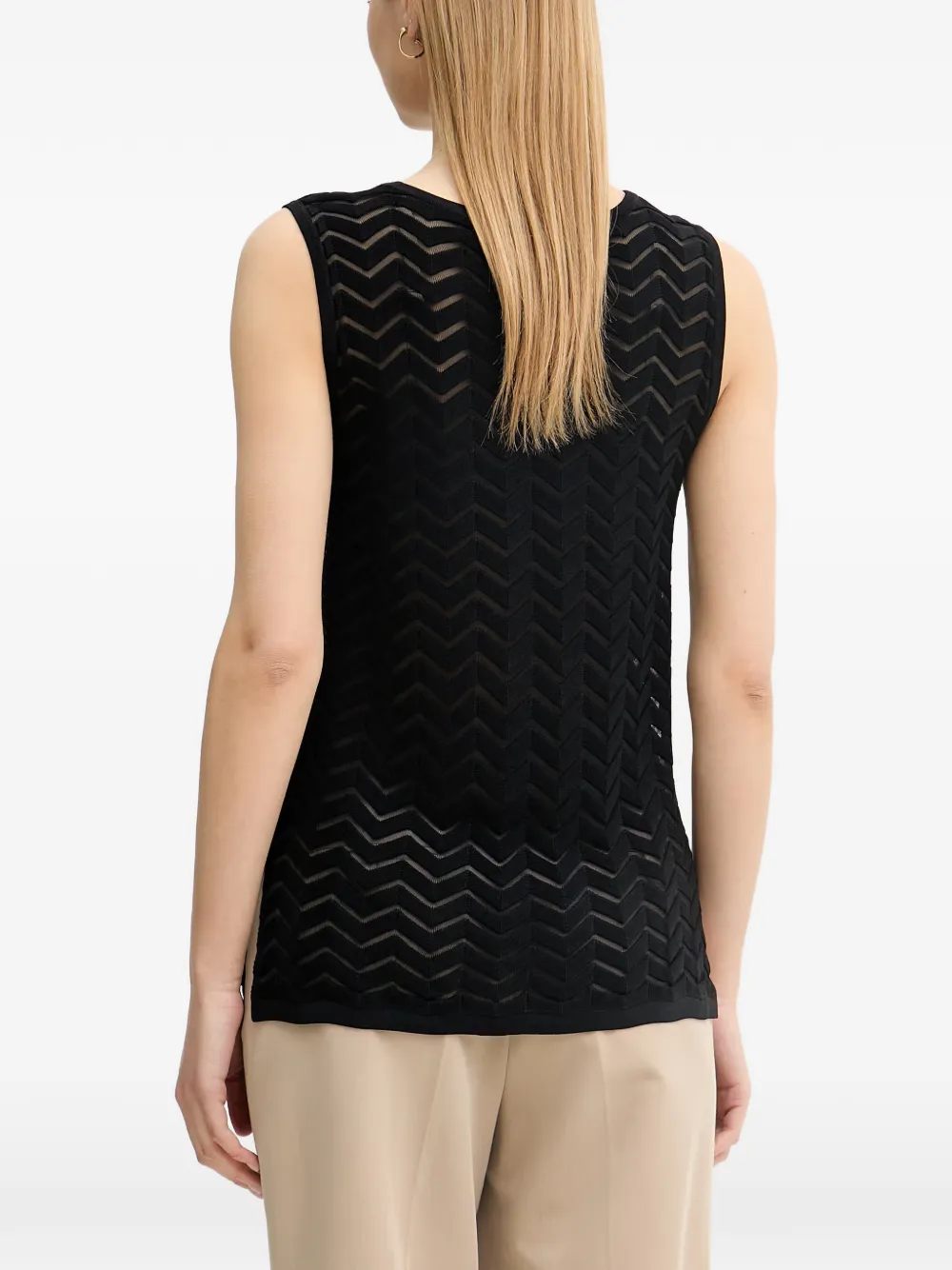 Joseph Ribkoff Mouwloze top met chevron streep Zwart