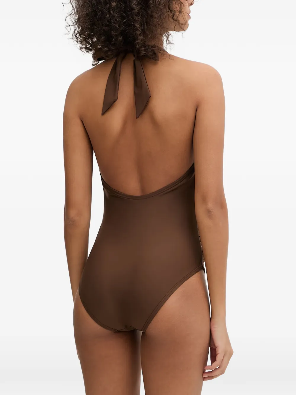 DKNY Badpak met halternek en ruches Bruin