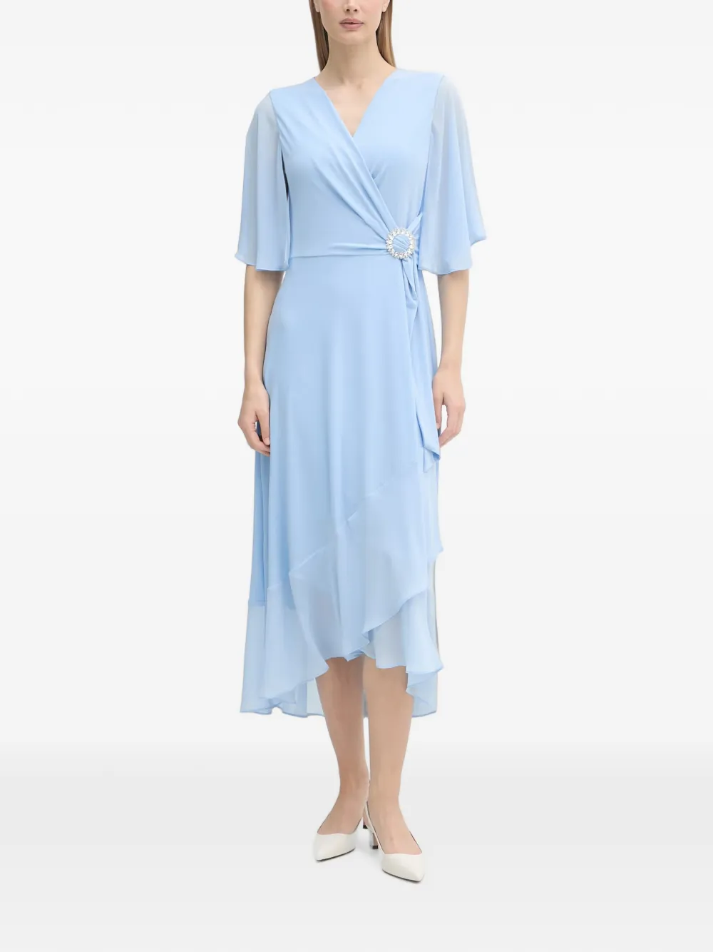Joseph Ribkoff crystal-embellished wrap midi dress