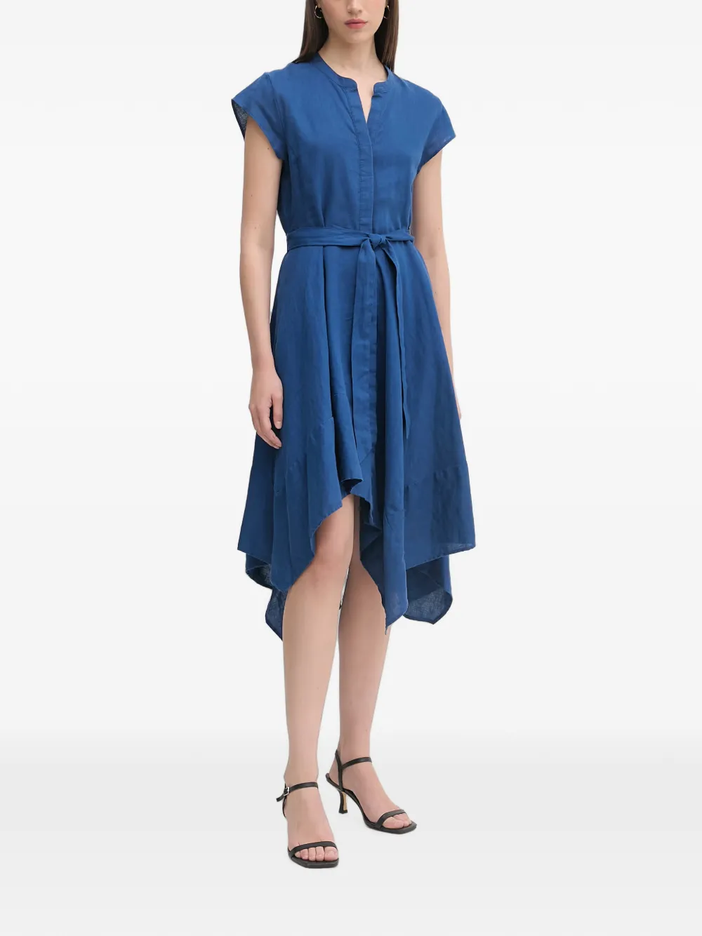 DKNY belted handkerchief-hem midi dress - Blu