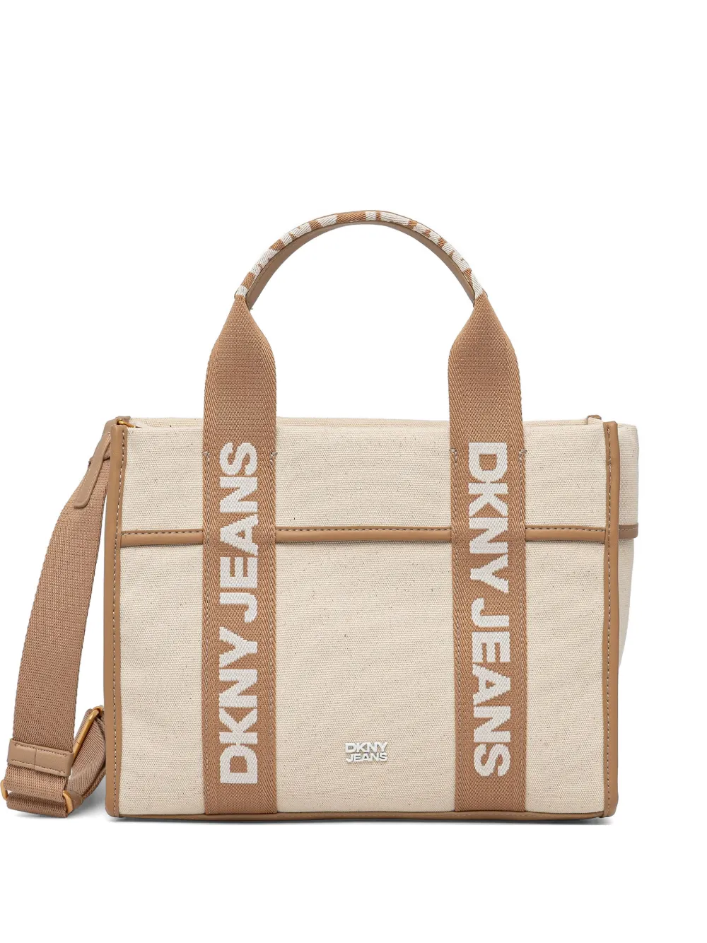 DKNY logo-print canvas tote bag - Toni neutri