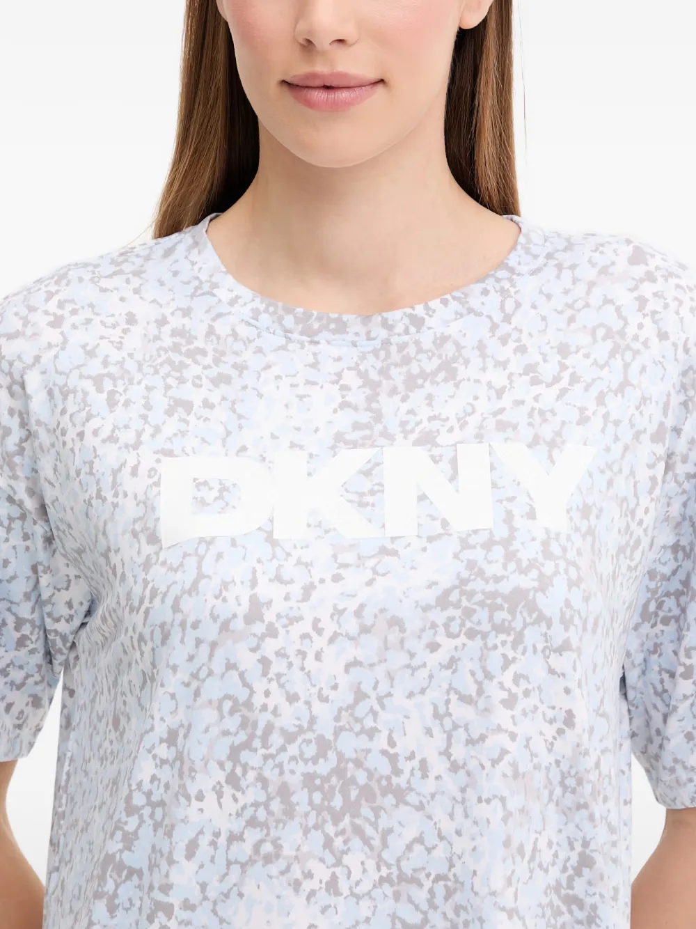  Dkny Camisón Con Estampado De Leopardo - Azul 