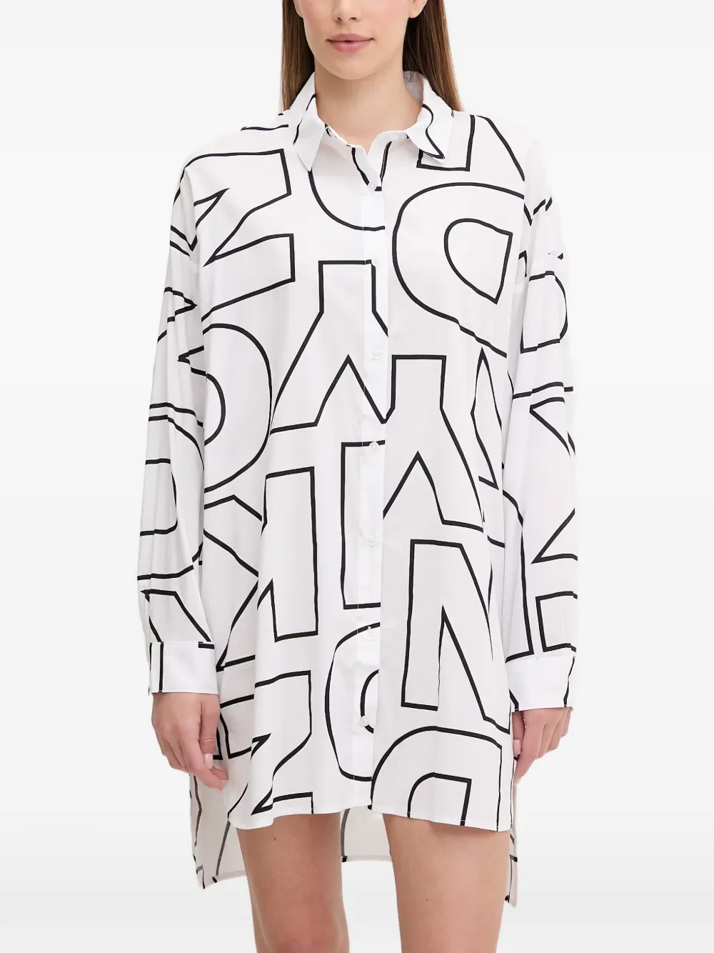 DKNY logo-print pajama shirt - Weiß