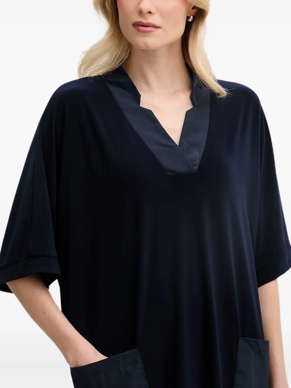 Joseph Ribkoff midi-jurk met opgestikte zak en V-hals Blauw