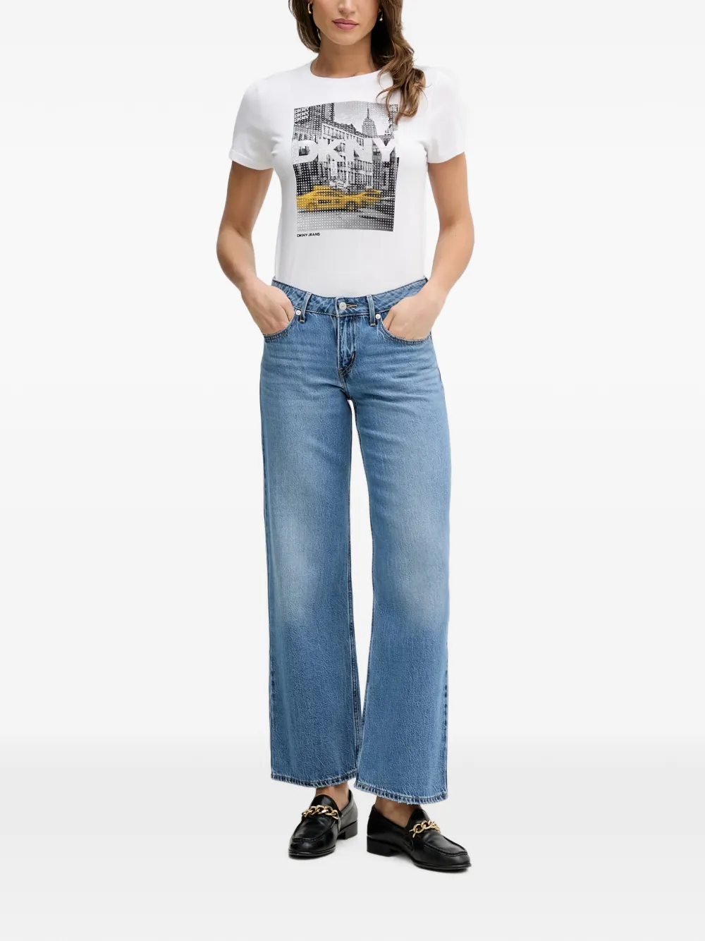 DKNY T-shirt verfraaid met kristallen Wit