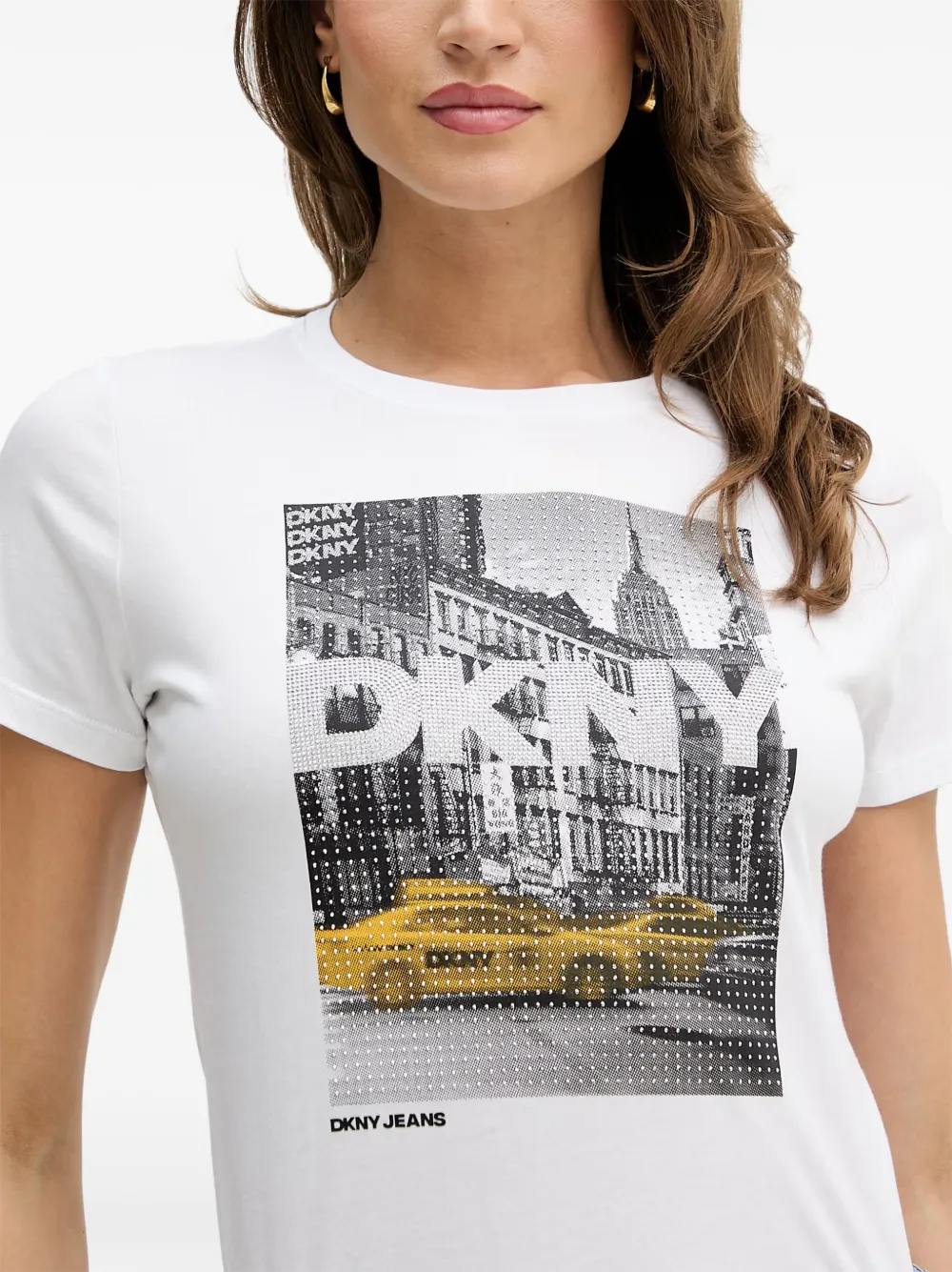 DKNY T-shirt verfraaid met kristallen Wit