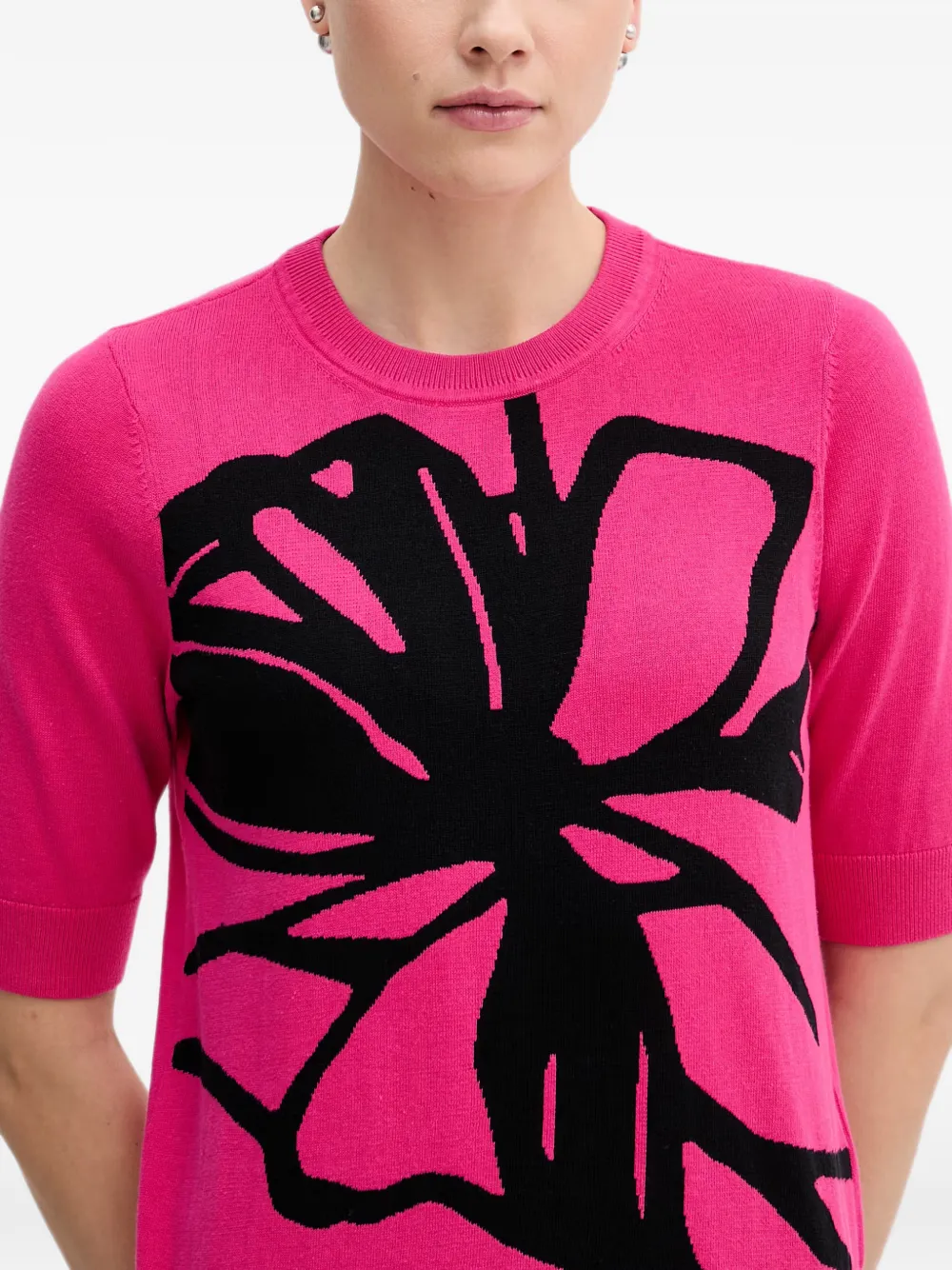 DKNY Trui met bloemen intarsia en korte mouwen Roze