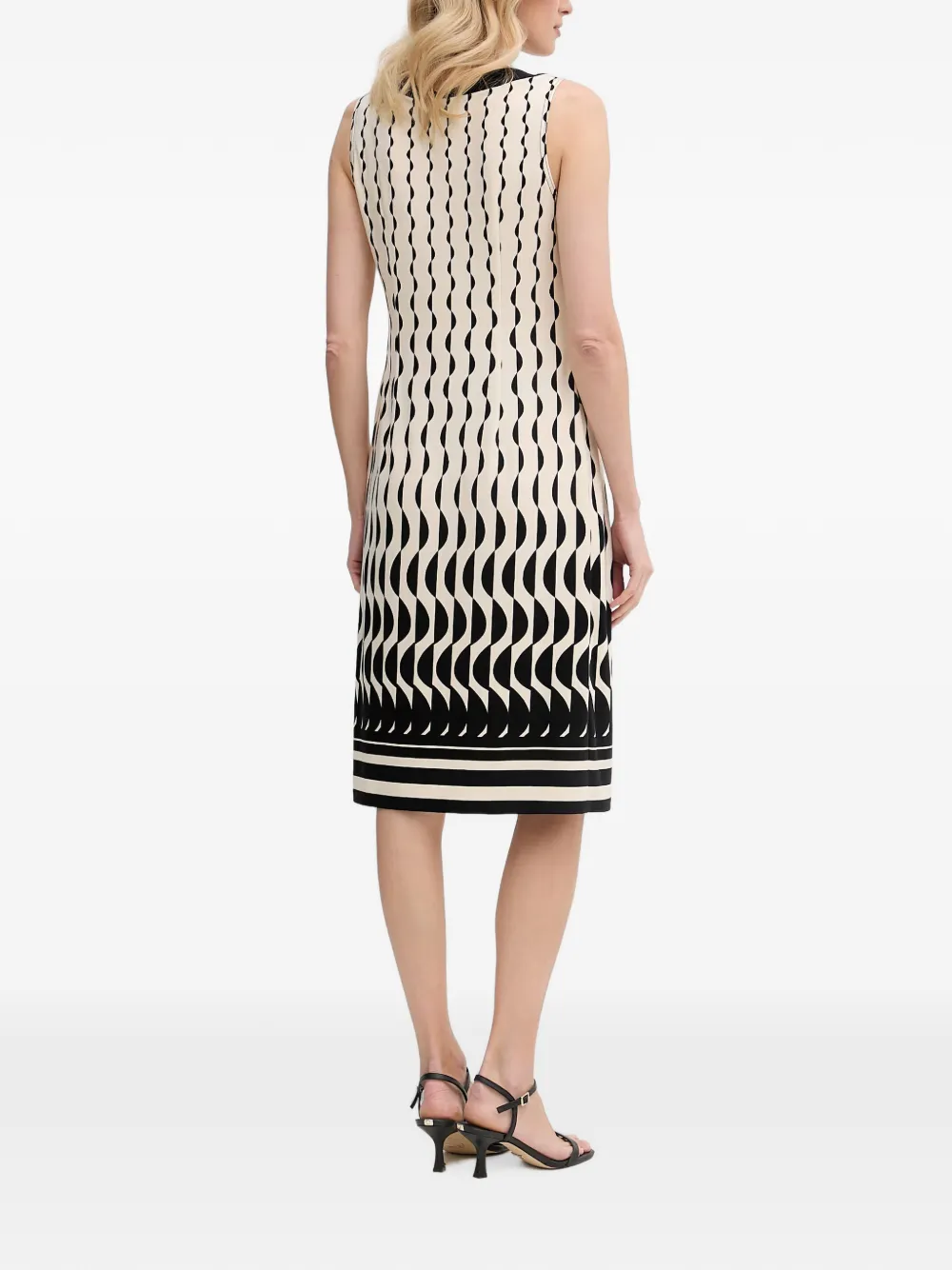 Joseph Ribkoff Midi-jurk met geometrische print en uitgesneden details Beige