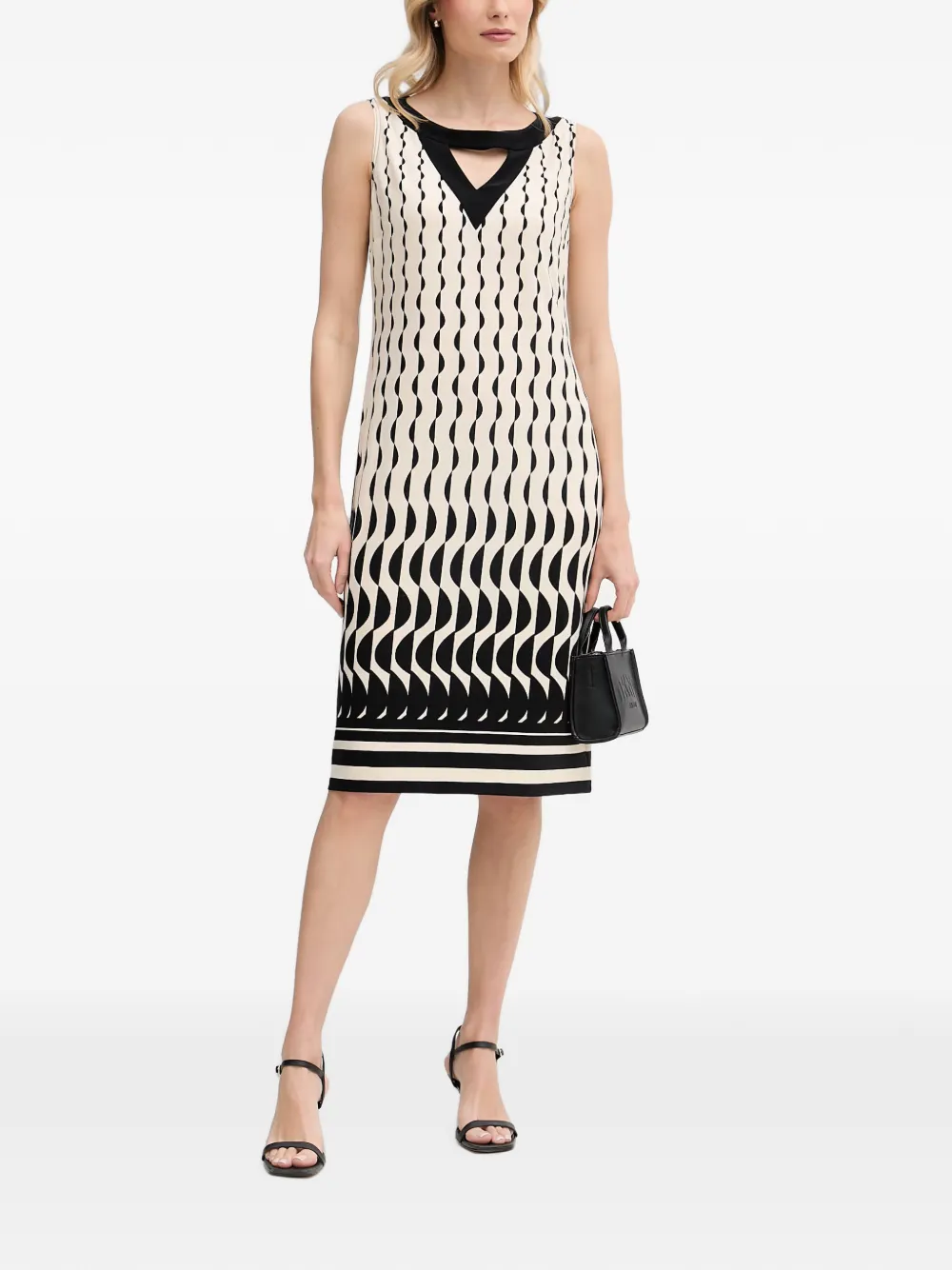 Joseph Ribkoff Geometric-print Cutout Midi Dress In Neutral