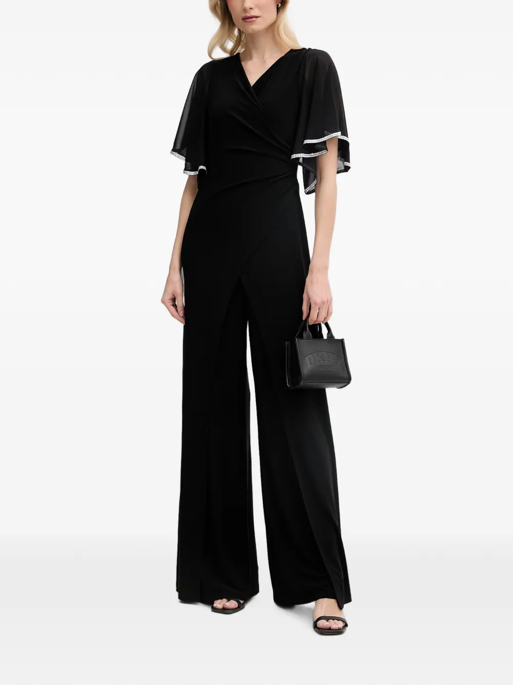 Joseph Ribkoff Embellished Wrap-front Jumpsuit In Black