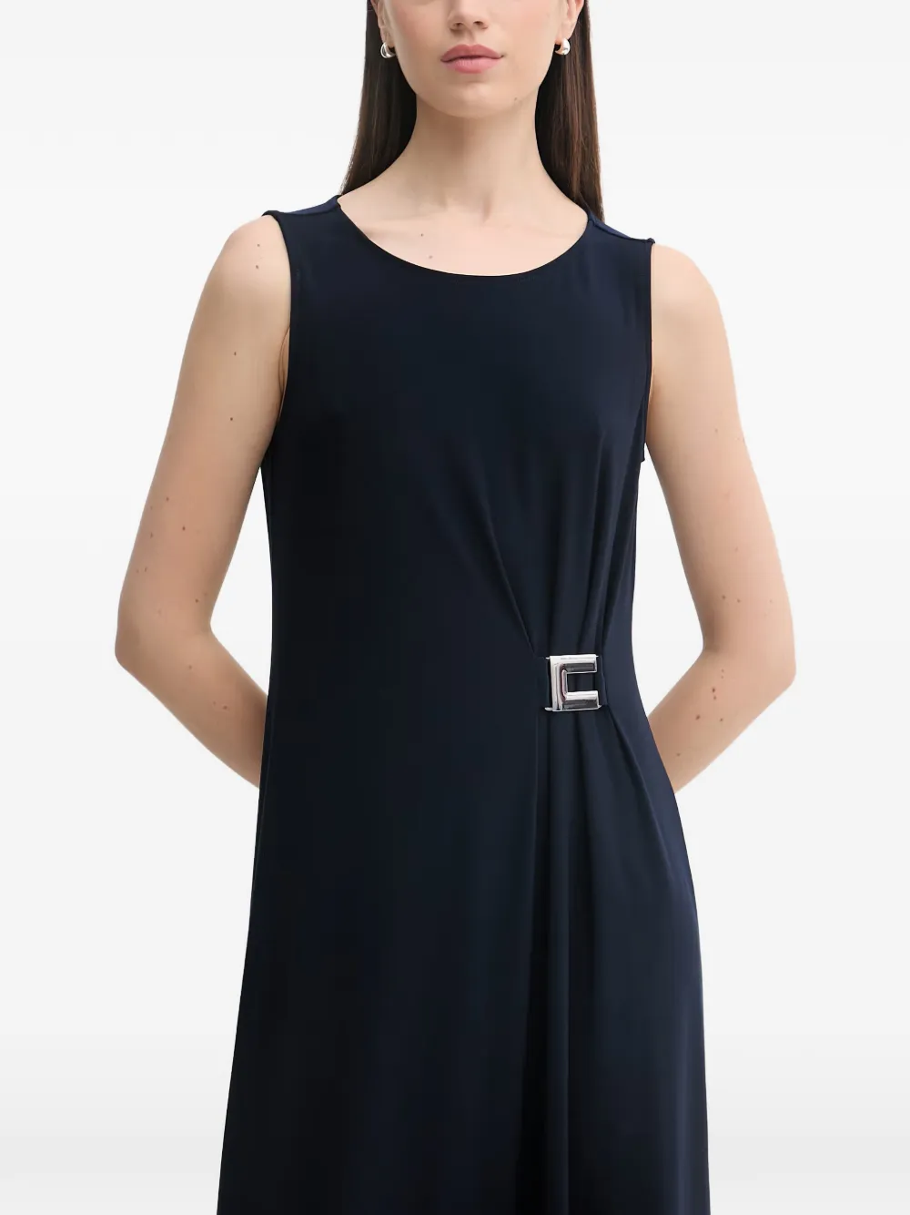 Joseph Ribkoff Mouwloze midi-jurk met gespdetail Blauw
