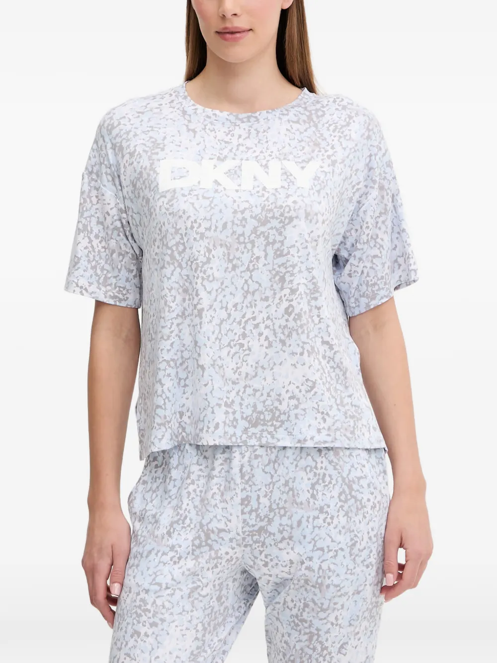 DKNY Pyjama met luipaard-print en logo-print Blauw
