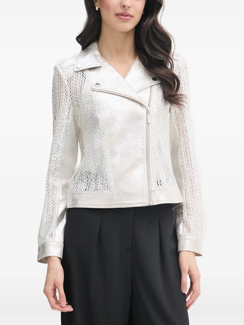 Joseph Ribkoff metallic-effect crochet-knit jacket - Silber