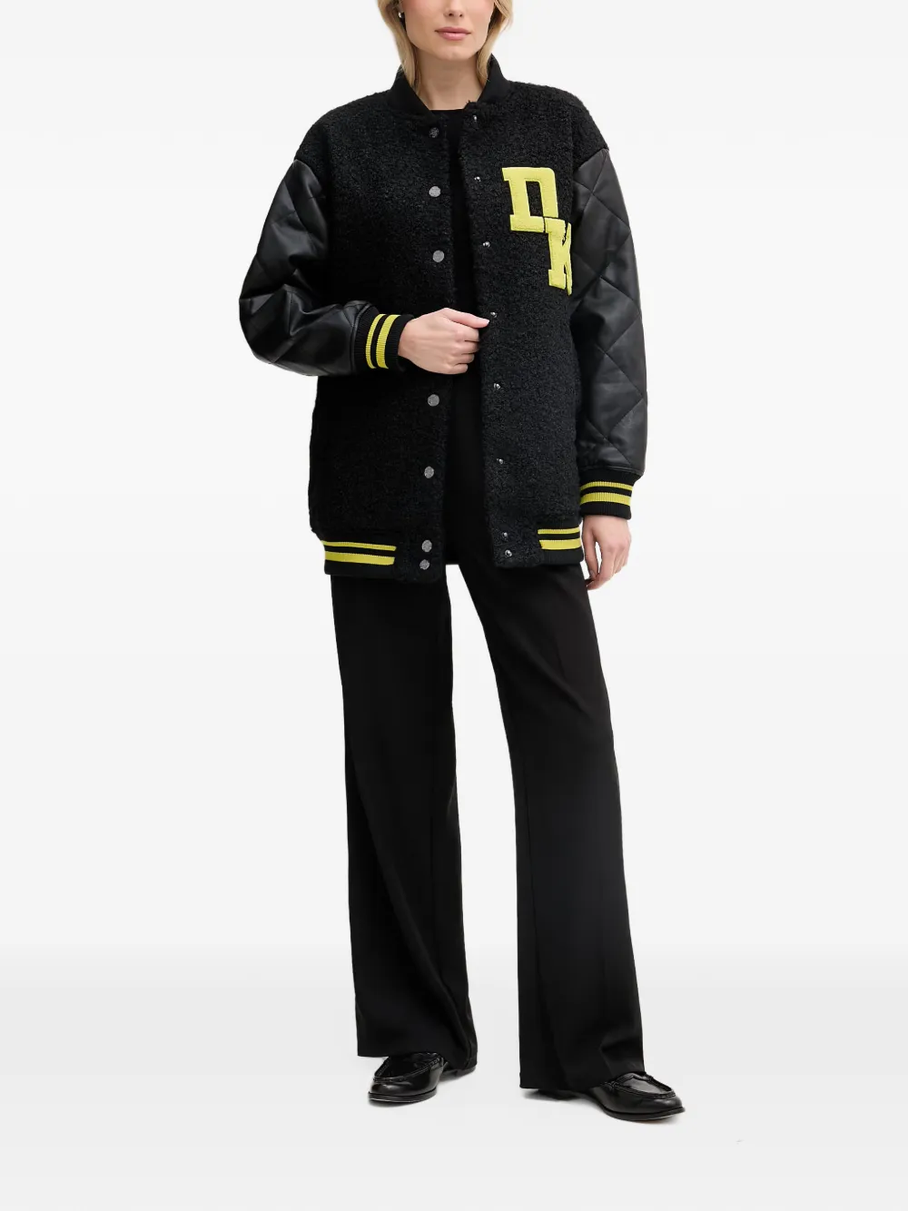 DKNY Bouclé jack met gewatteerde mouwen Zwart