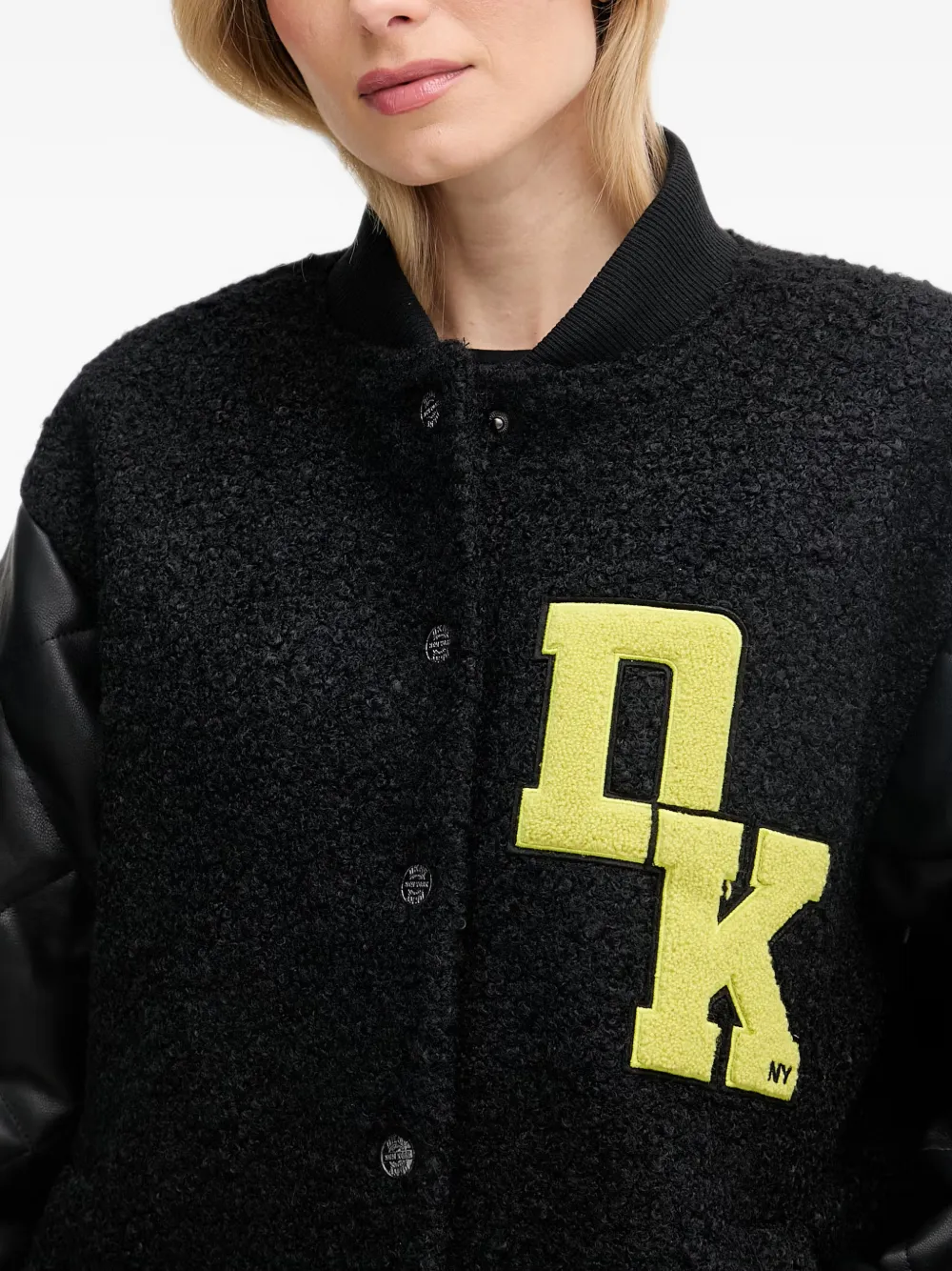DKNY Bouclé jack met gewatteerde mouwen Zwart