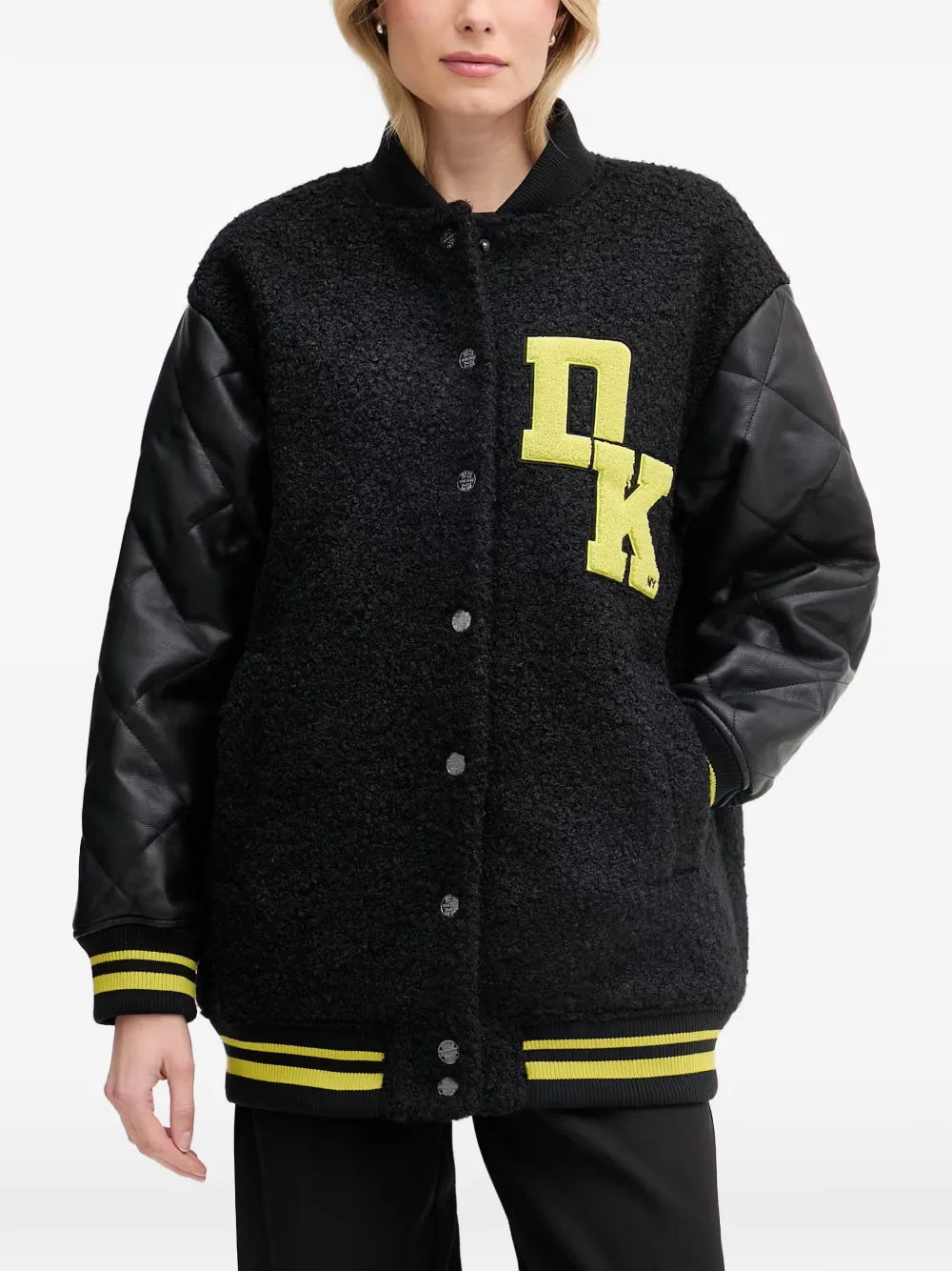 DKNY Bouclé jack met gewatteerde mouwen Zwart