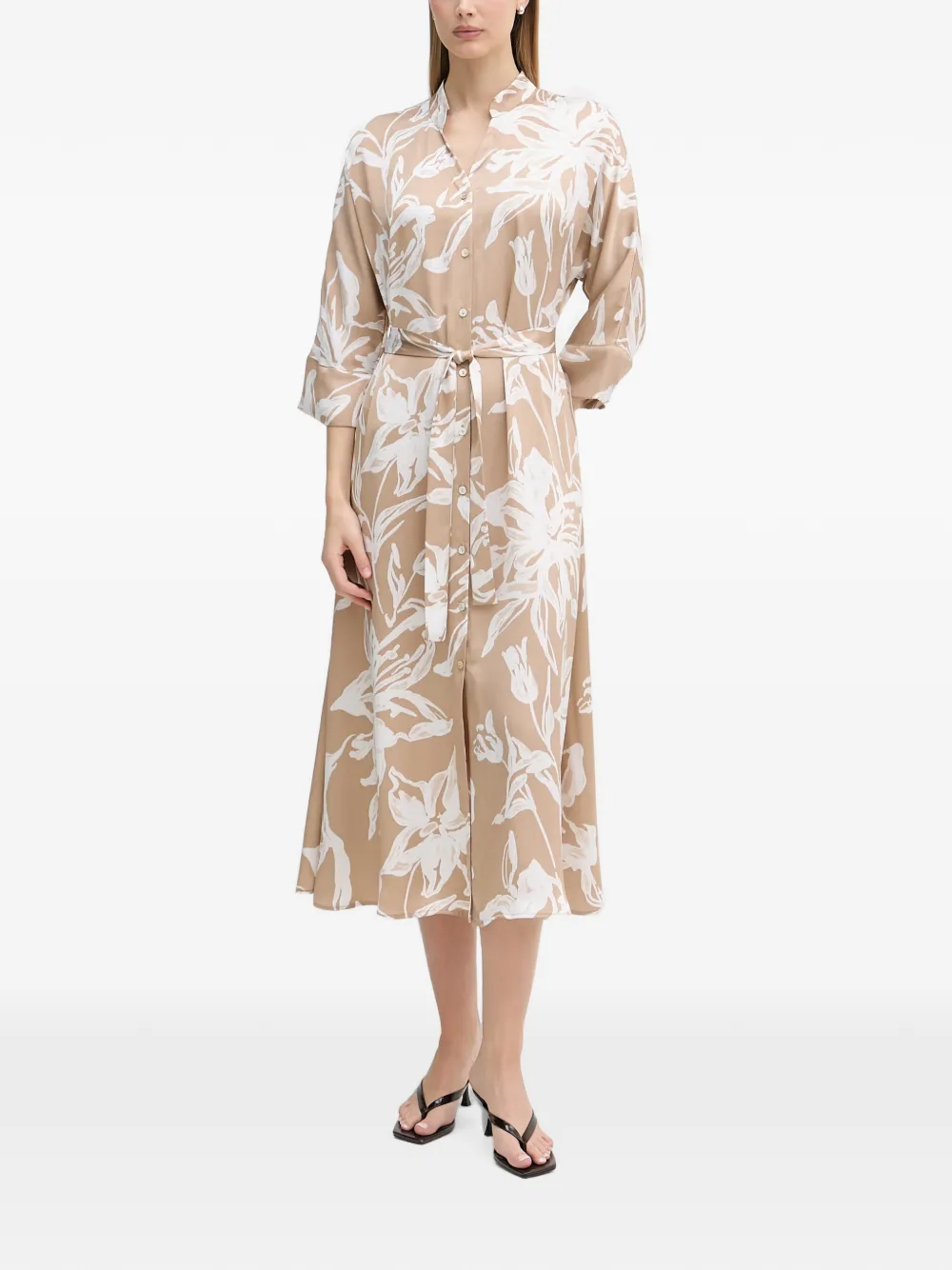Joseph Ribkoff floral-print belted midi dress - Nude