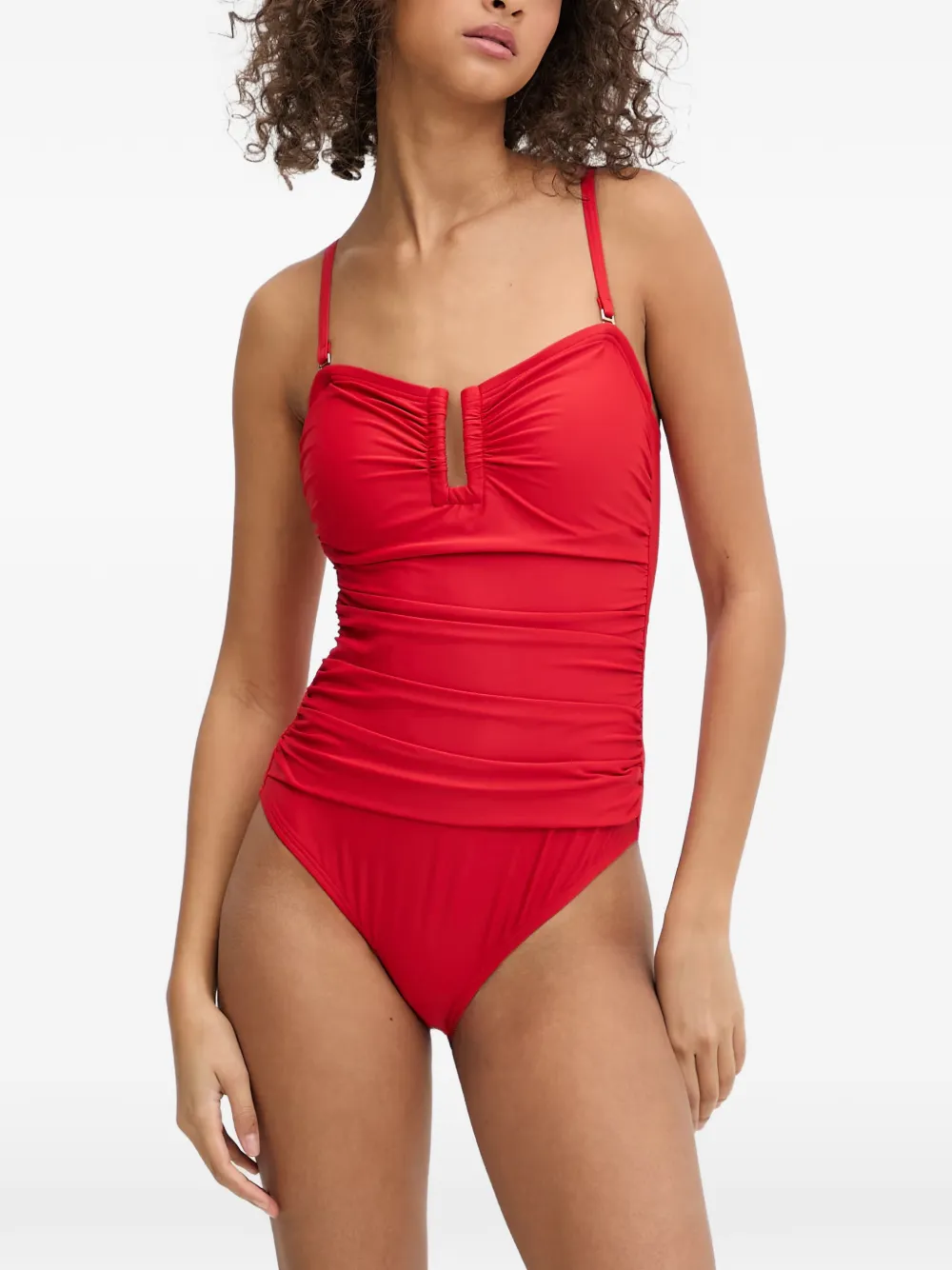 DKNY Badpak met ruches Rood