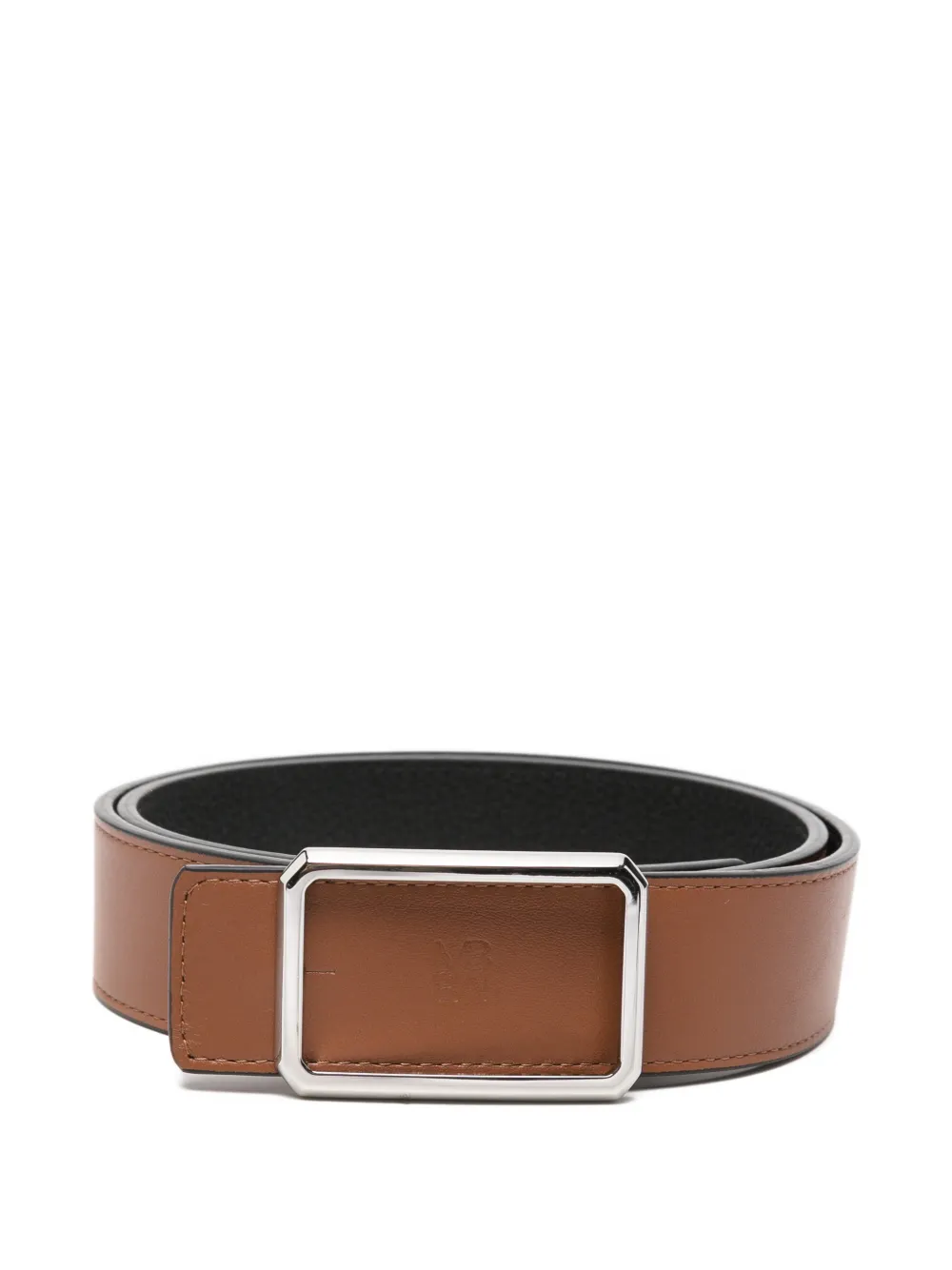 Maison Boinet logo-debossed rectangular-buckle belt - Marrone