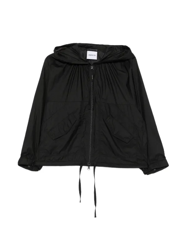 ASPESI Drawstring-hem Hooded Coat in Black