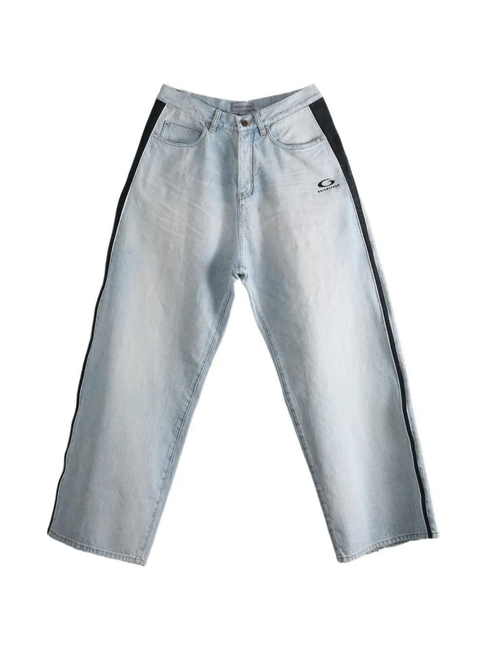 Balenciaga logo-print baggy jeans - Blau