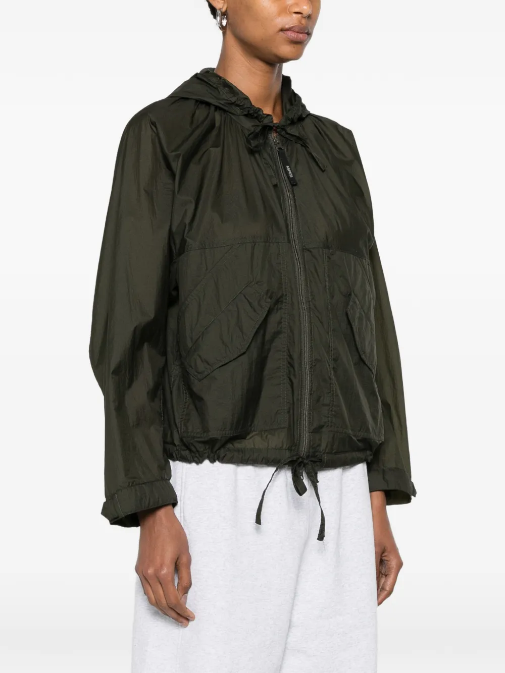  Aspesi Drawstring-hooded Zip-up Jacket - Vert 