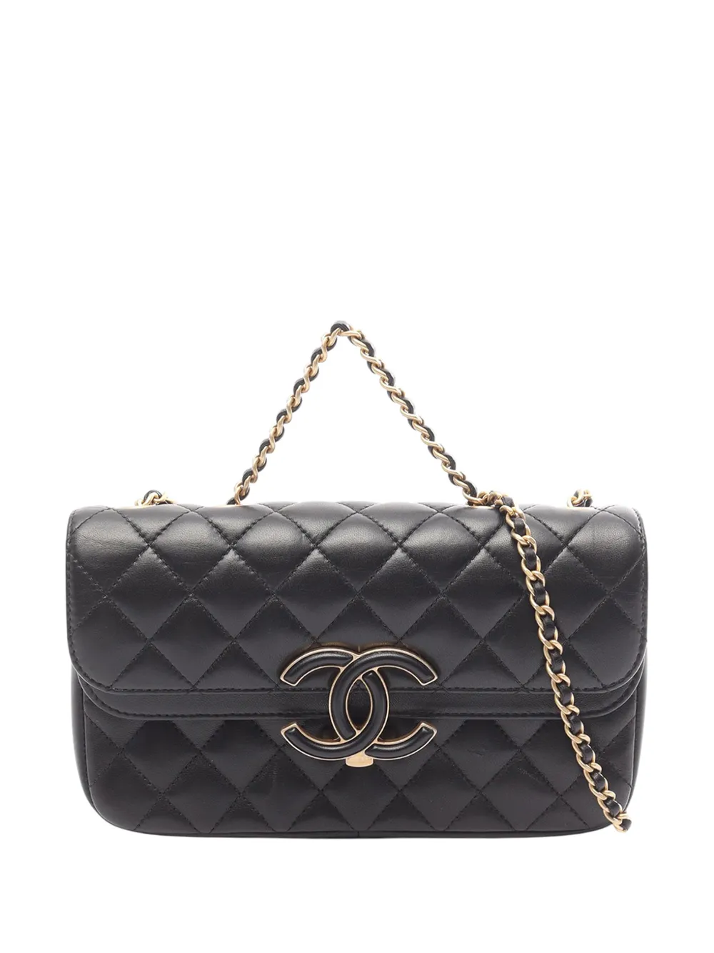 CHANEL Pre-Owned 2018-2019 Small Diamond Embossed Calfskin New Chic Flap crossbody bag - Nero