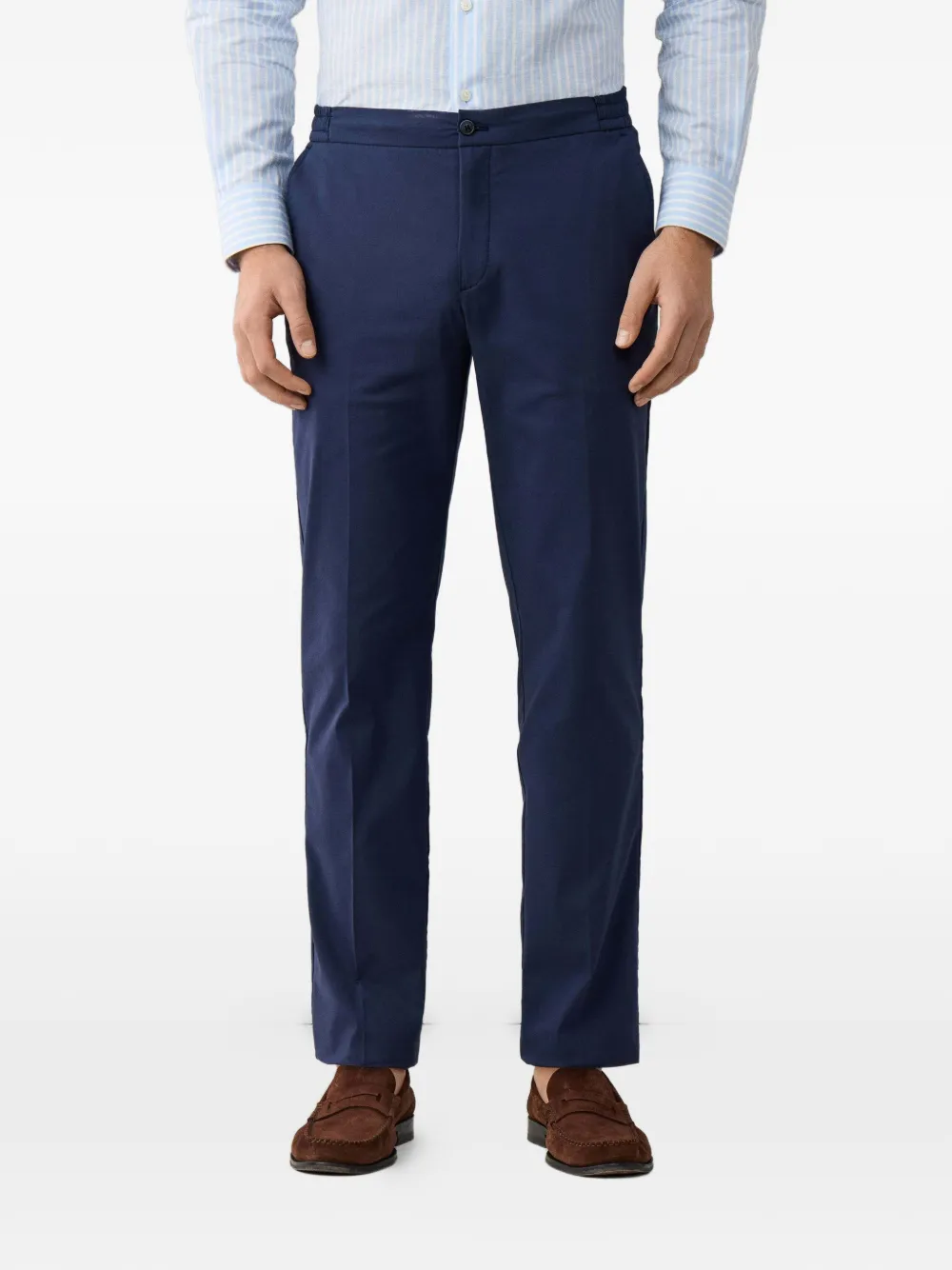 Hackett Pleated Elasticated-waistband Chino Trousers In Blue