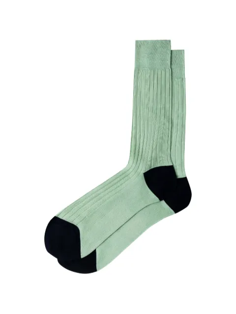 Hackett London ribbed-knit contrast-heel socks