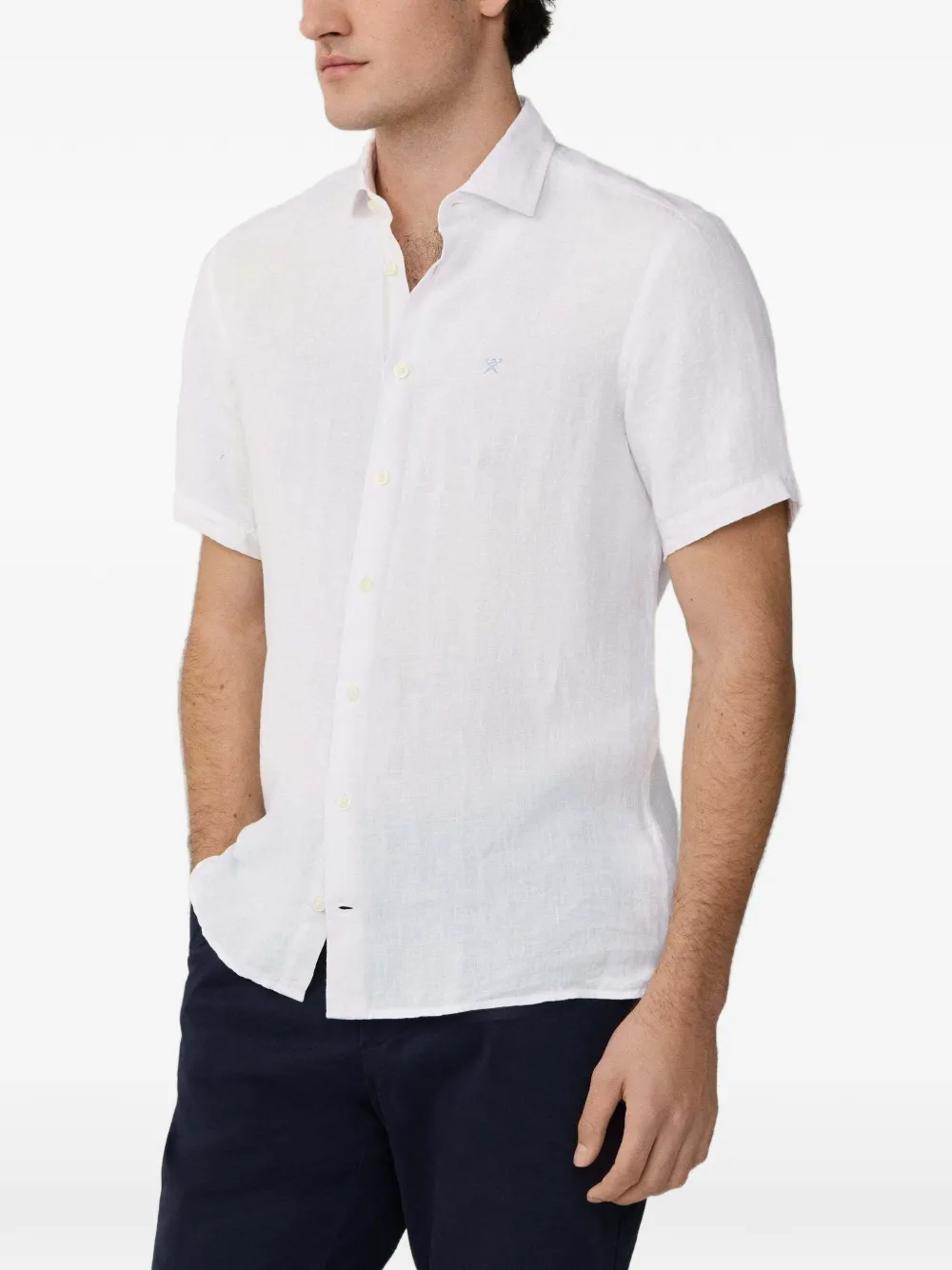Hackett London Overhemd met geborduurd logo en korte mouwen Wit