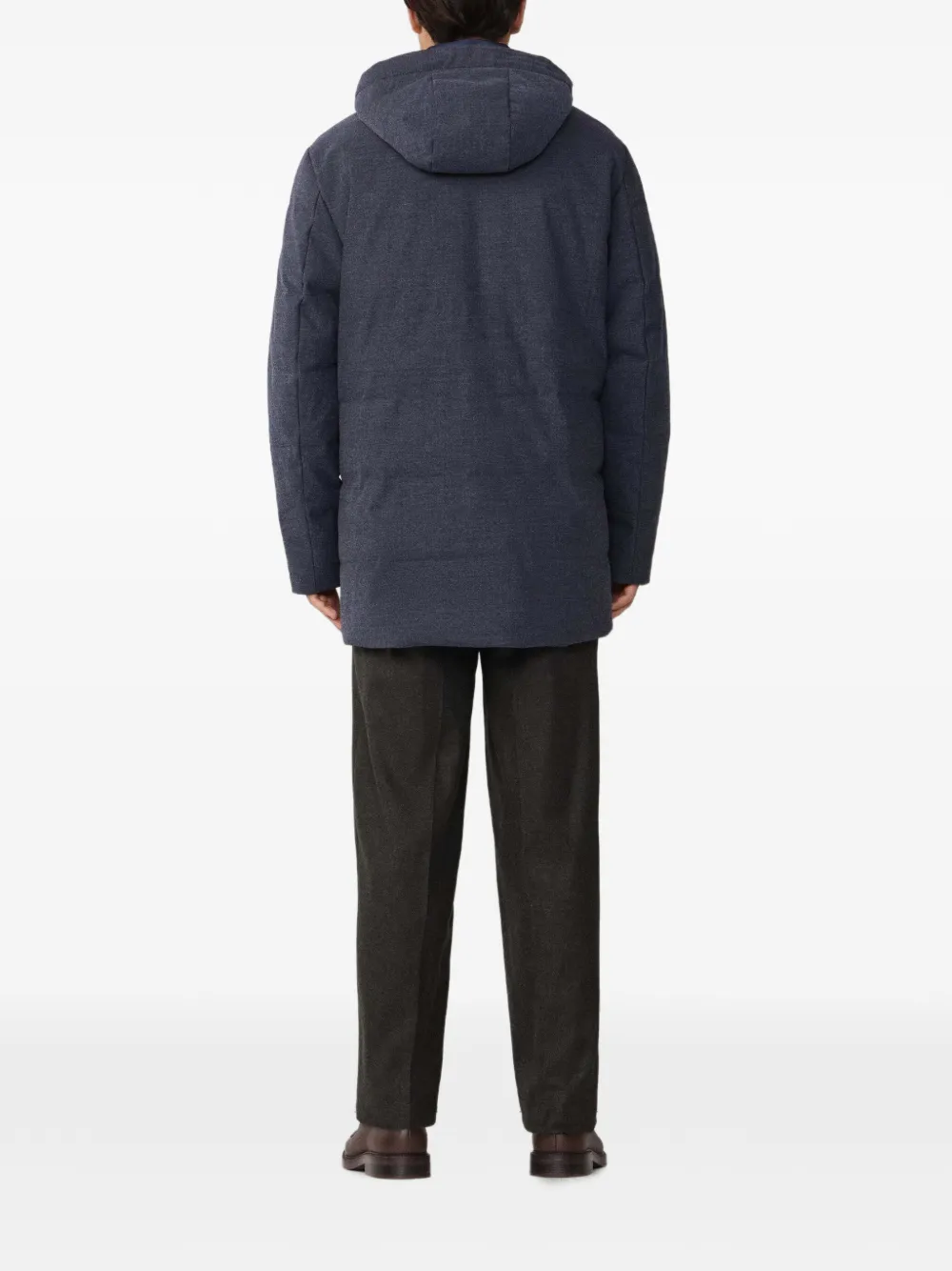 Hackett Herringbone Hooded Parka In Blue
