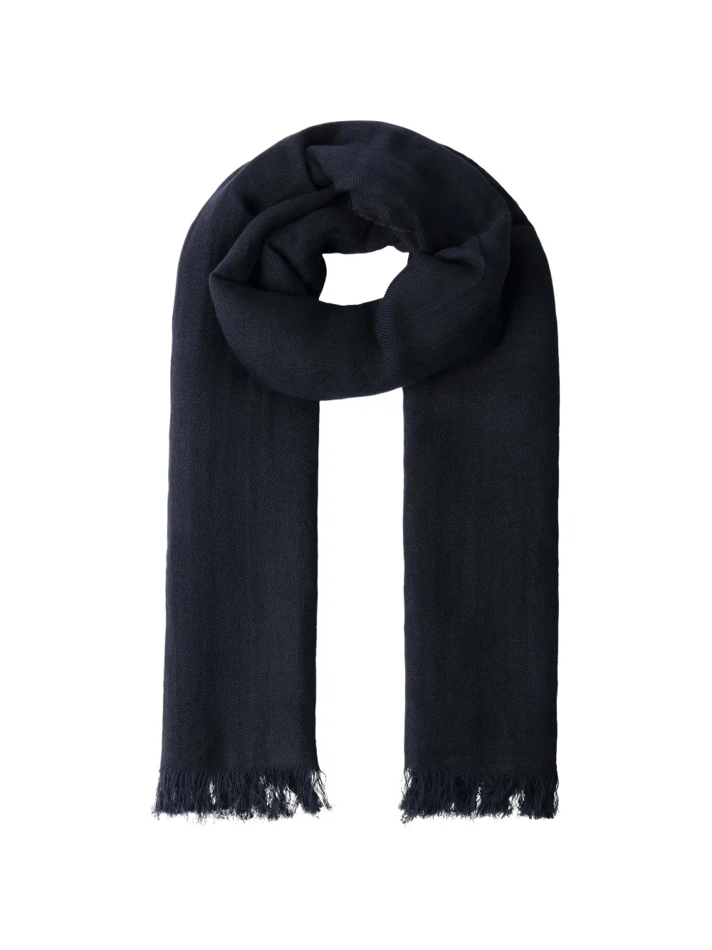 Hackett Herringbone-pattern Fringed-edge Scarf In Black