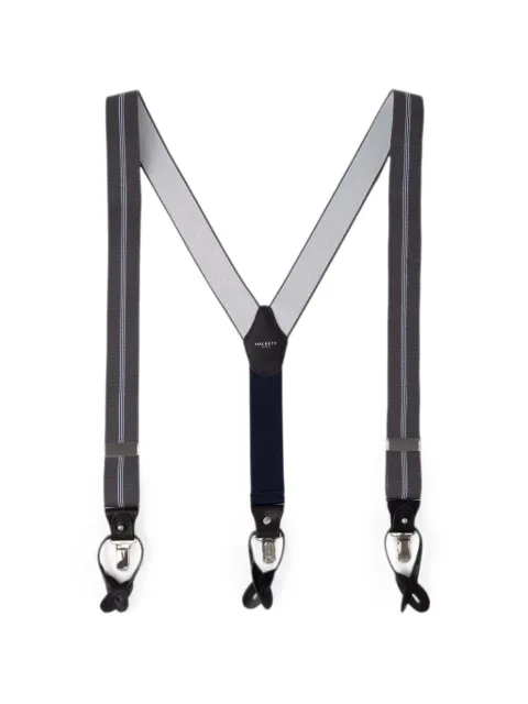 Hackett London Central Stripe leather-trim braces