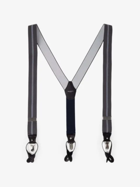 Hackett London Central Stripe leather-trim braces