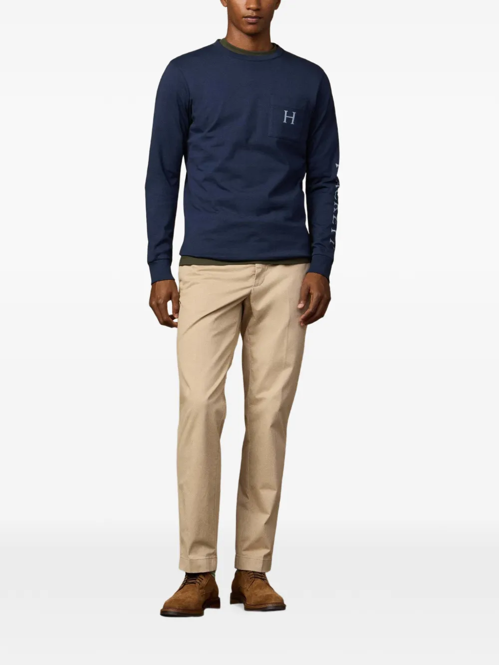 Hackett London Heritage Peaks T-shirt met logoprint Blauw