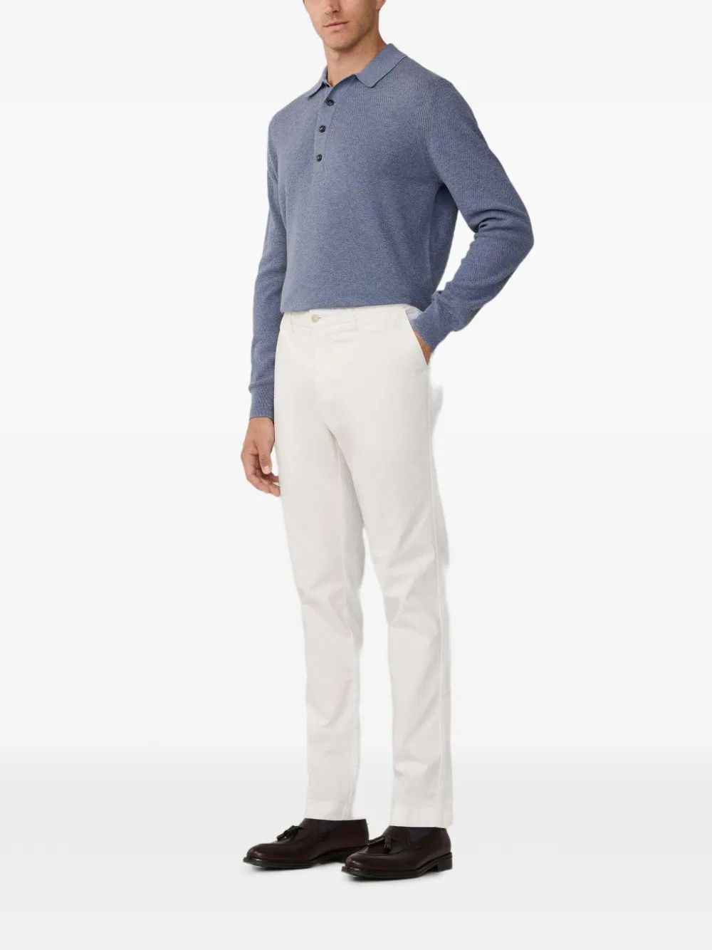 Hackett London Kensington broek met geverfd effect Wit