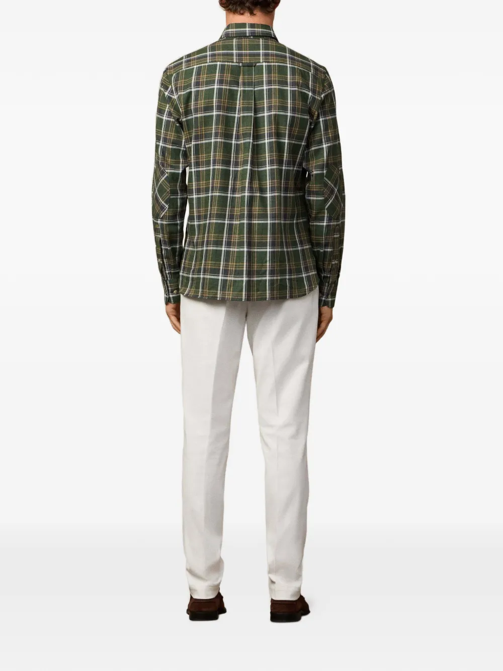 Hackett London Geruit overhemd met elleboogpatch Groen