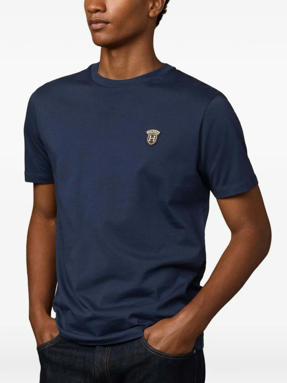 Hackett Badge-patch T-shirt In Black