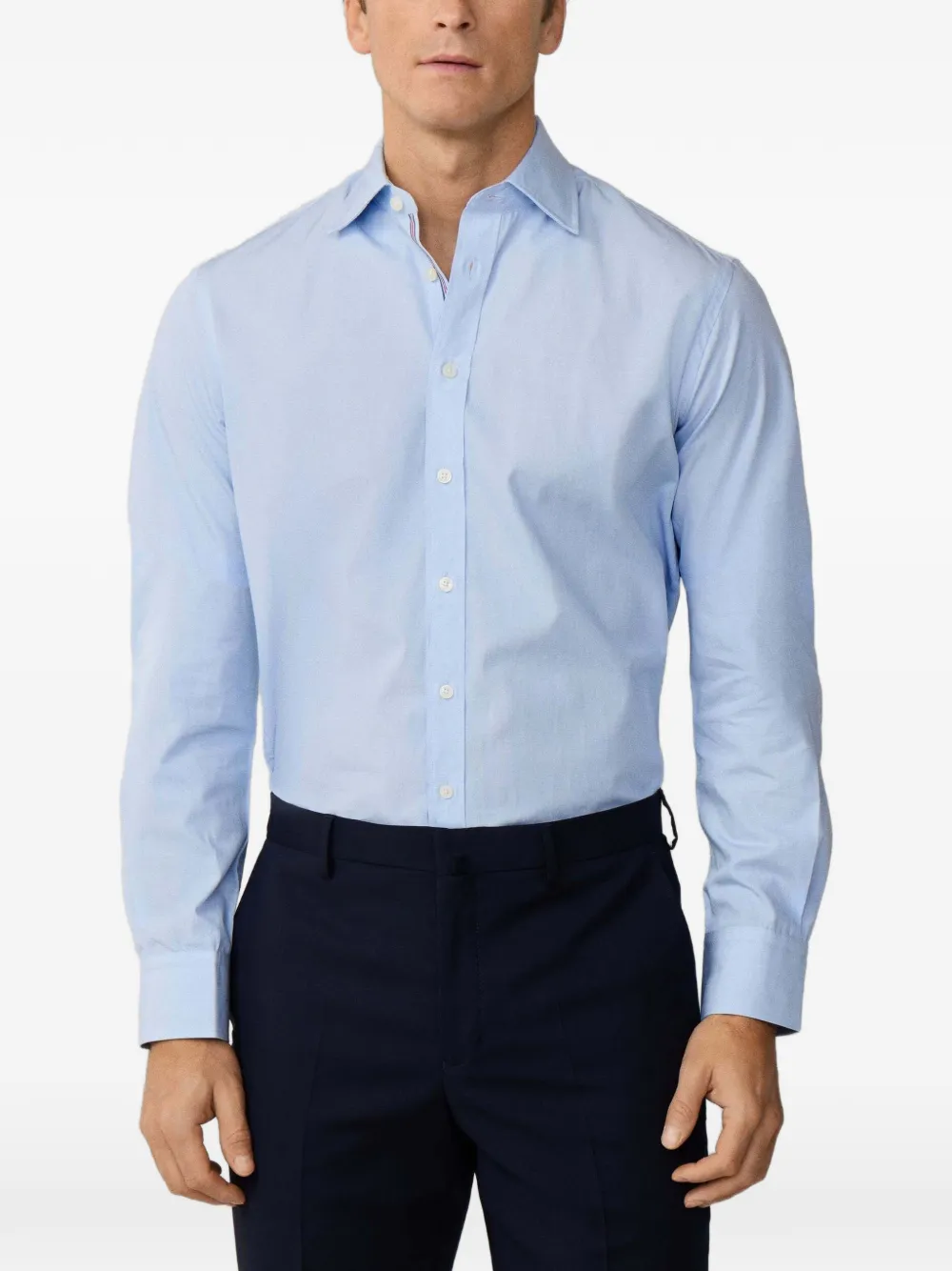 Hackett Poplin Striped-trim Shirt In Brown