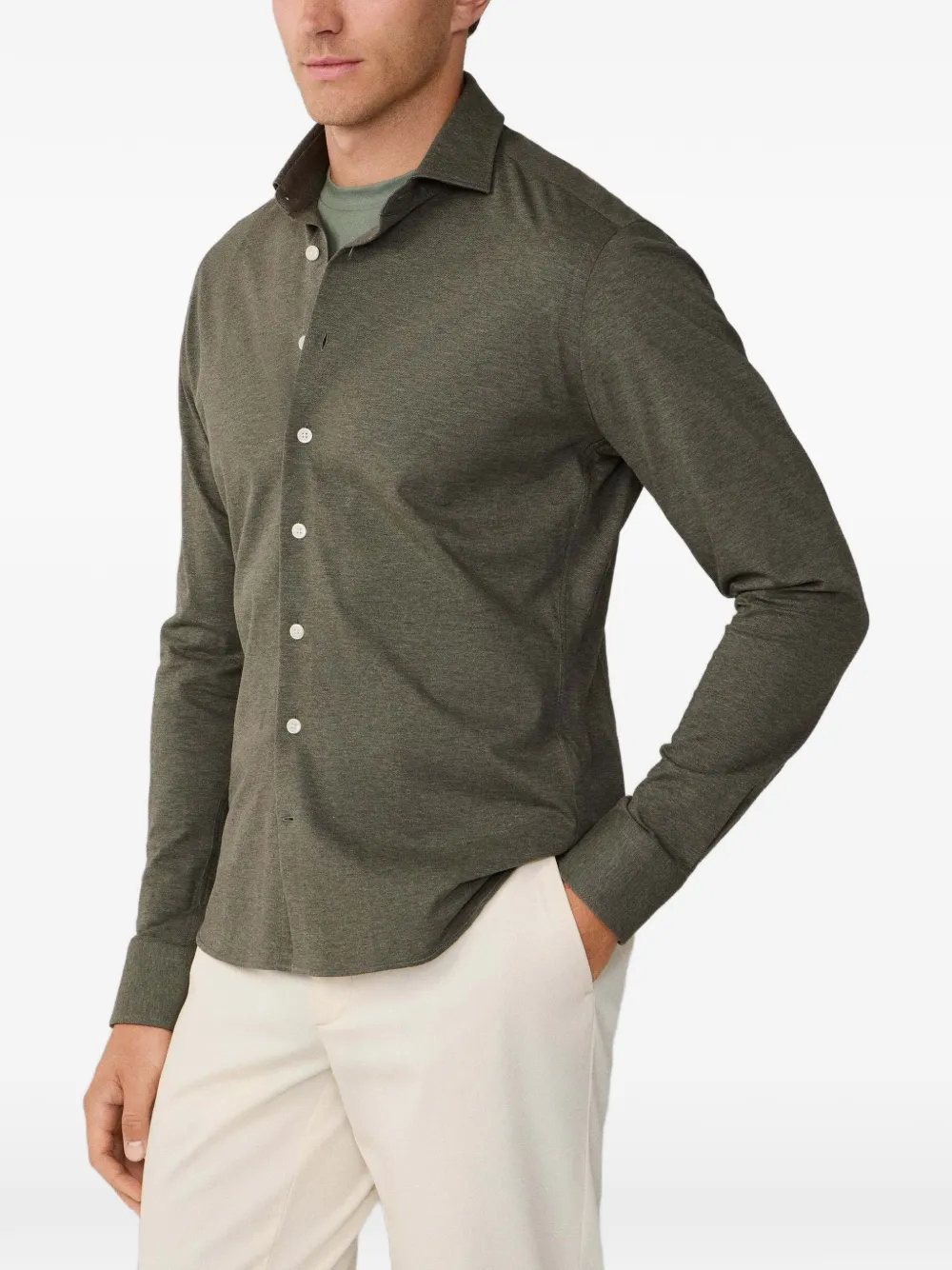 Hackett London Piqué jersey overhemd met Kent kraag Groen