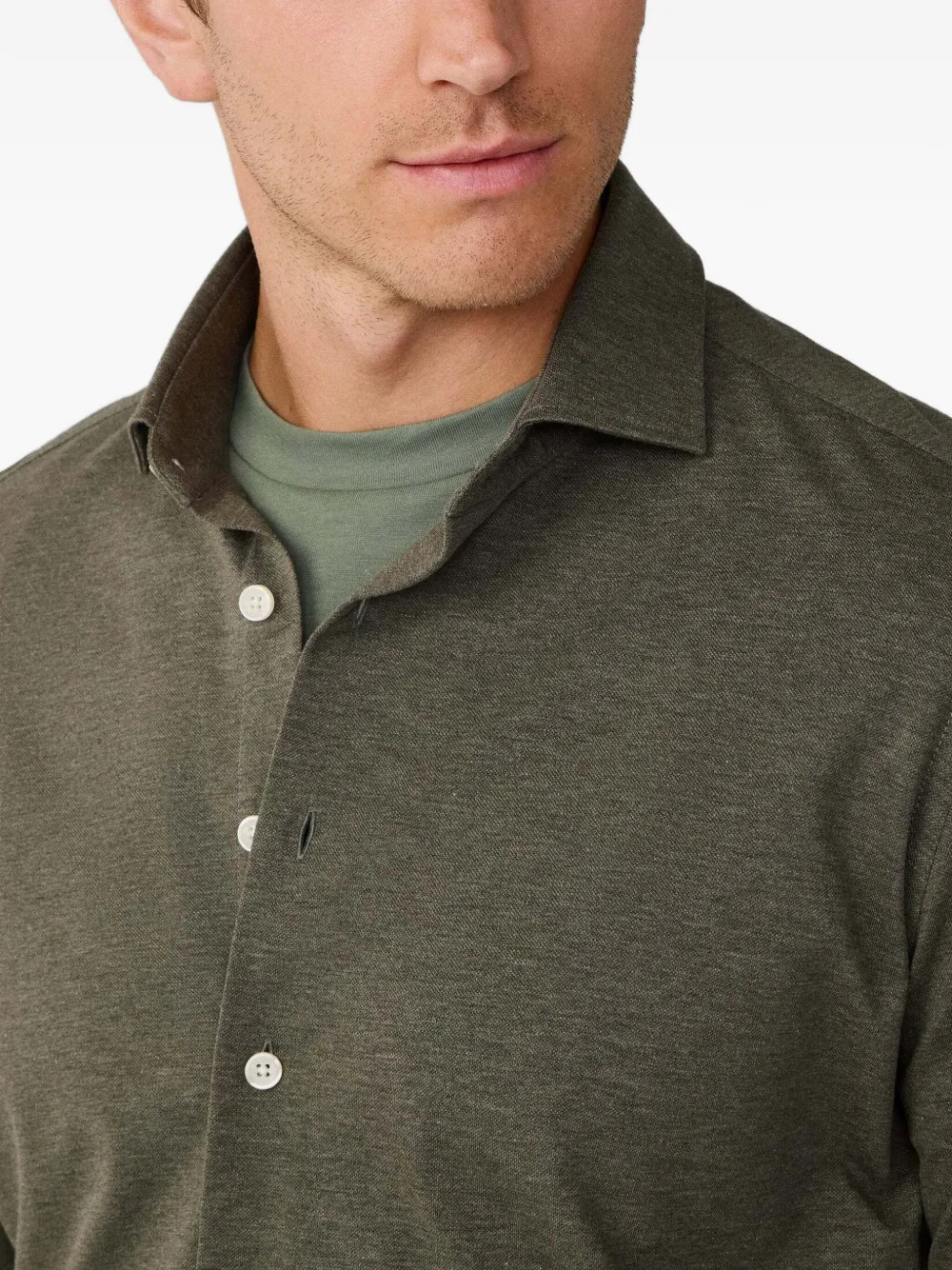 Hackett London Piqué jersey overhemd met Kent kraag Groen