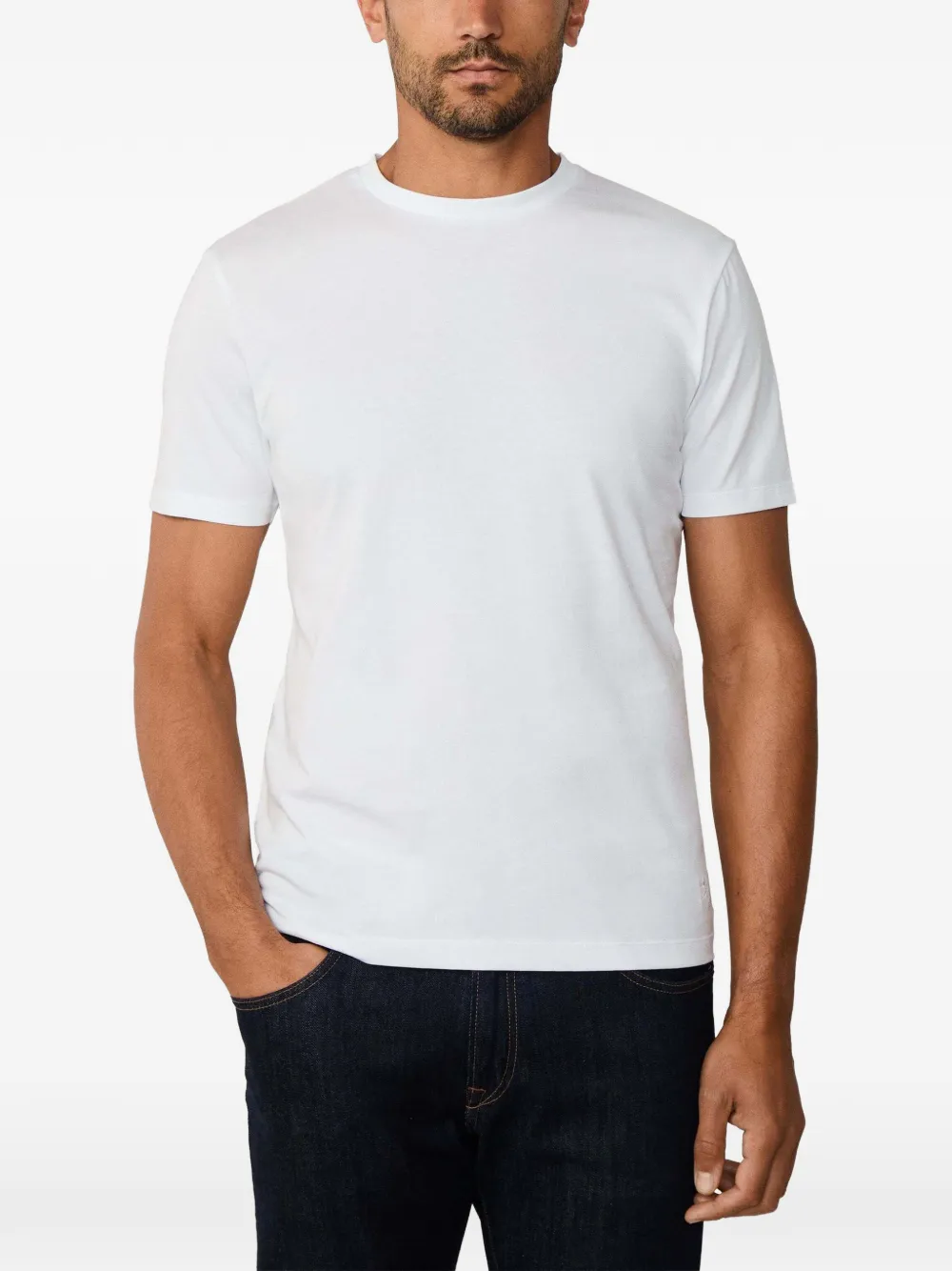 Hackett London Pima katoenen T-shirt met geborduurd logo Wit