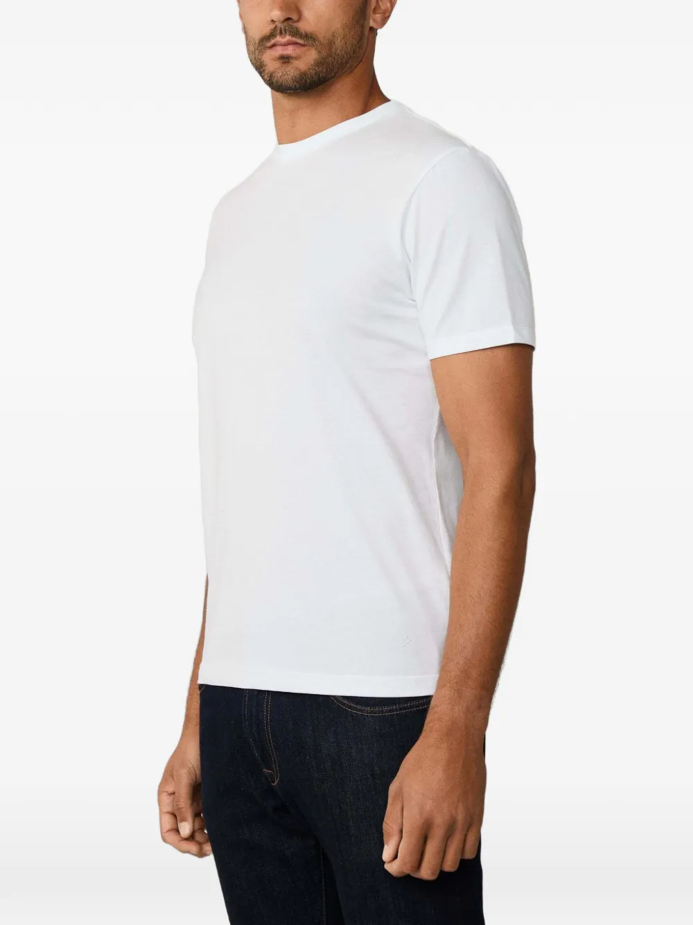 Hackett London Pima katoenen T-shirt met geborduurd logo Wit