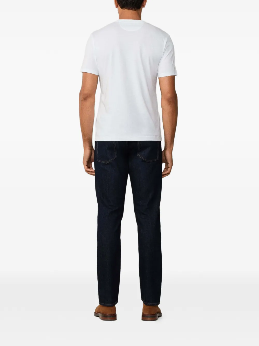 Hackett London Pima katoenen T-shirt met geborduurd logo Wit
