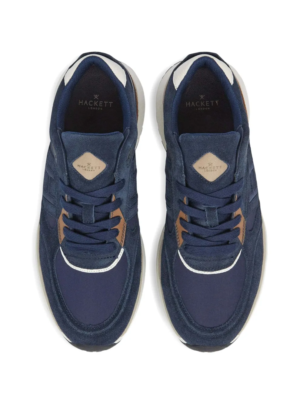 Hackett London Otto sneakers met monogram Blauw