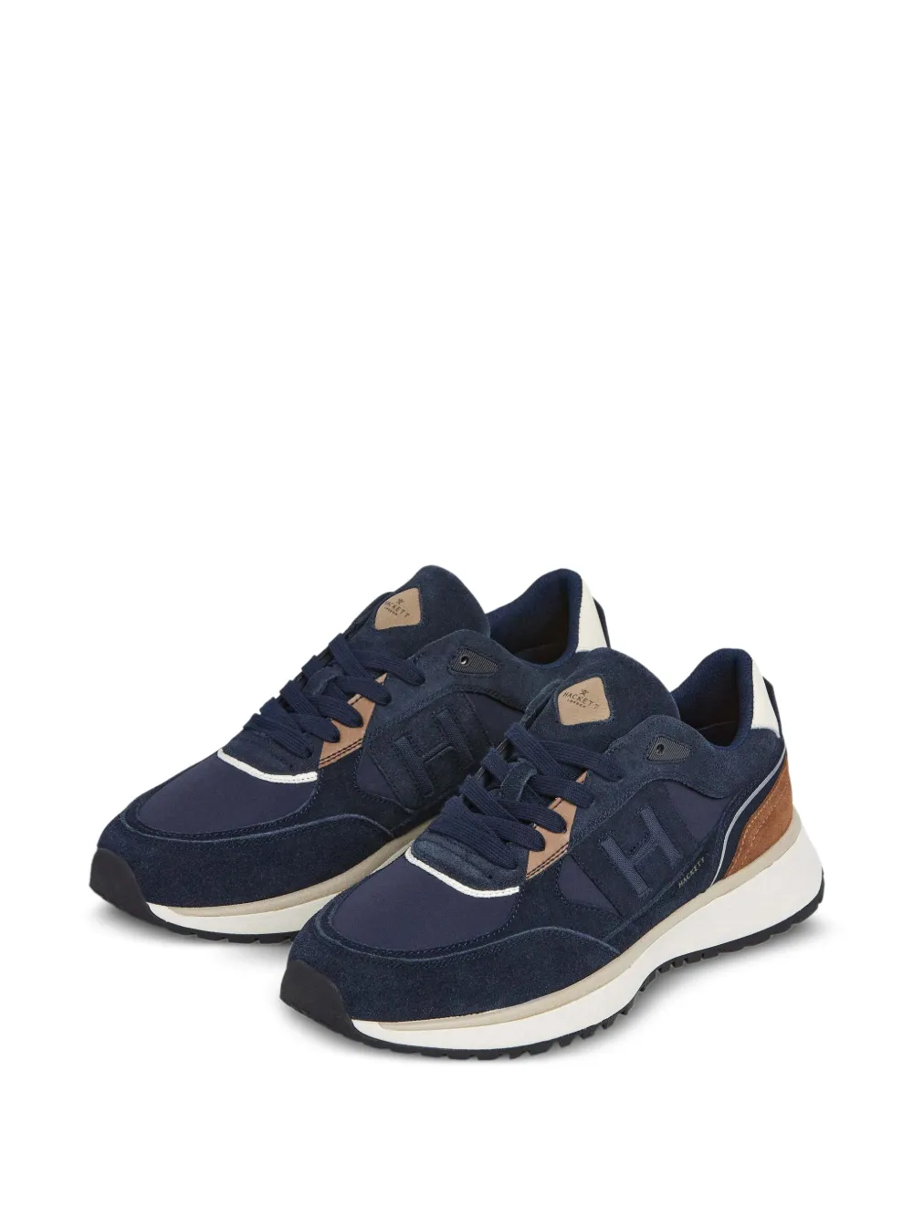 Hackett London Otto sneakers met monogram Blauw