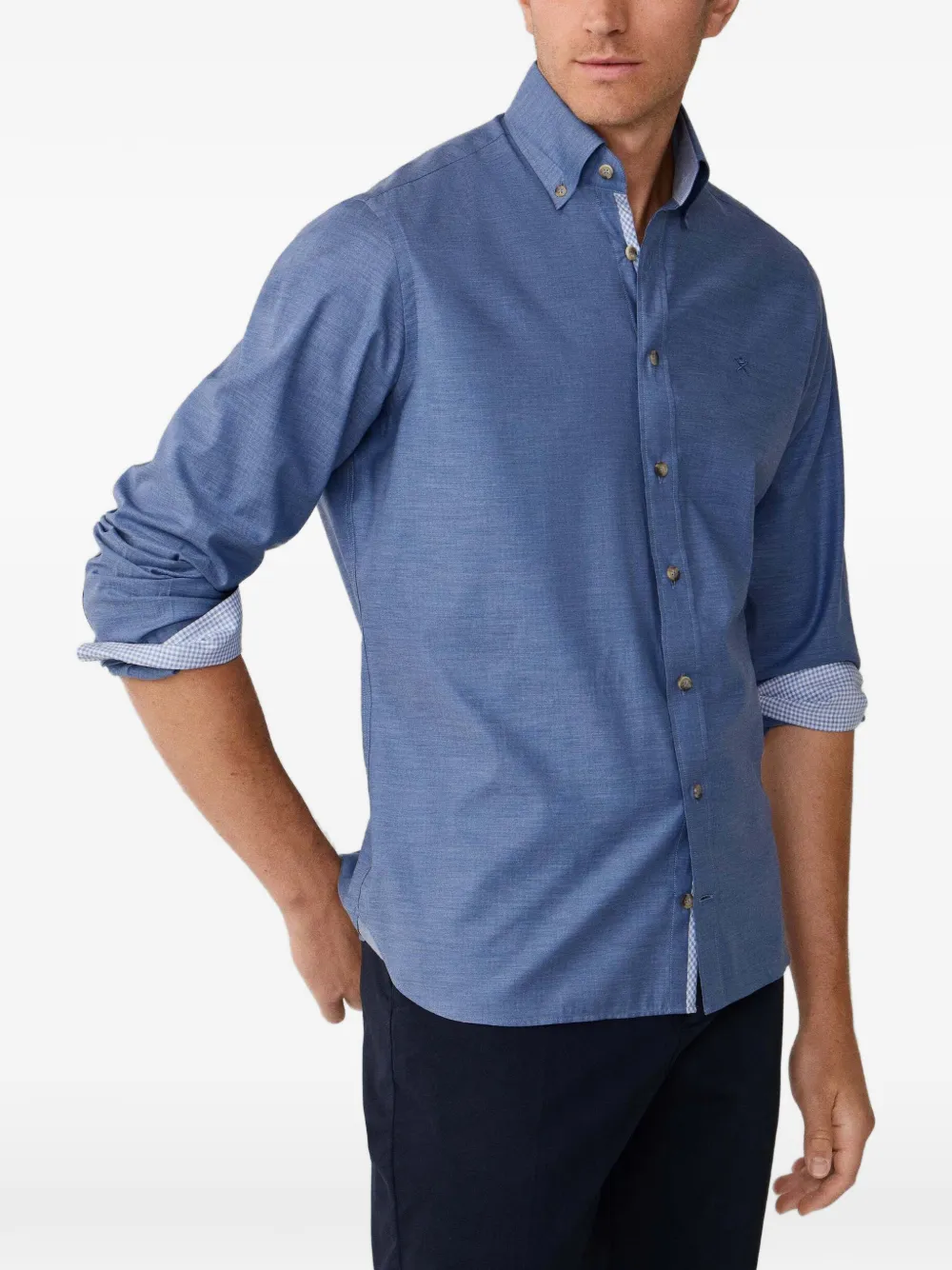 Hackett Herringbone Shirt In Blue